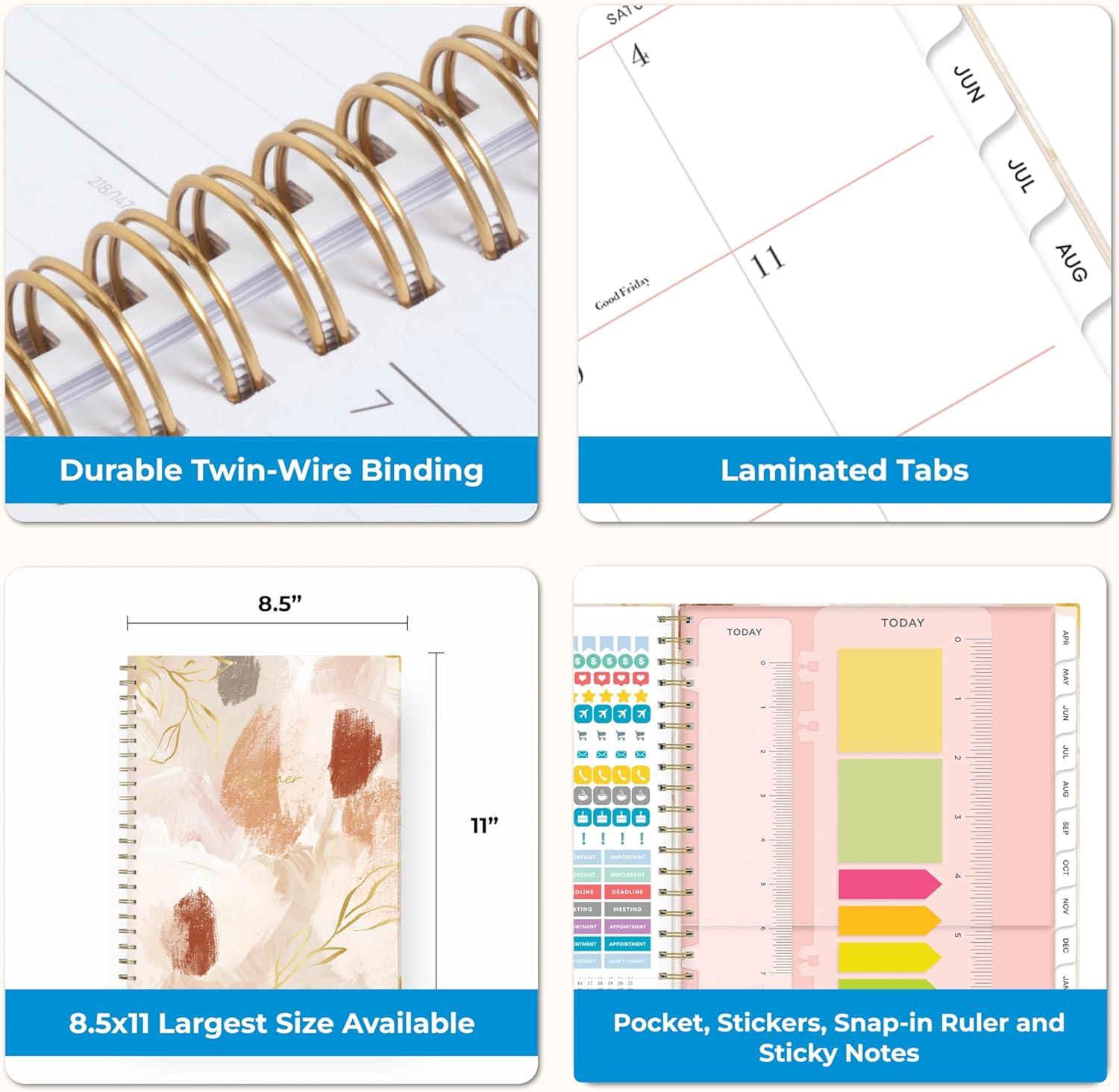 image:imageBlue Sky 15 Month 20262027 Weekly and Monthly Academic Year Planner Calendar April 2026 June 2027 85 x 11 Hard Cover Wirebound Laminated Tabs Storage Pocket Includes Snapin Ruler wSticky Notes amp Sticker Sheet HenriHenri 20262027