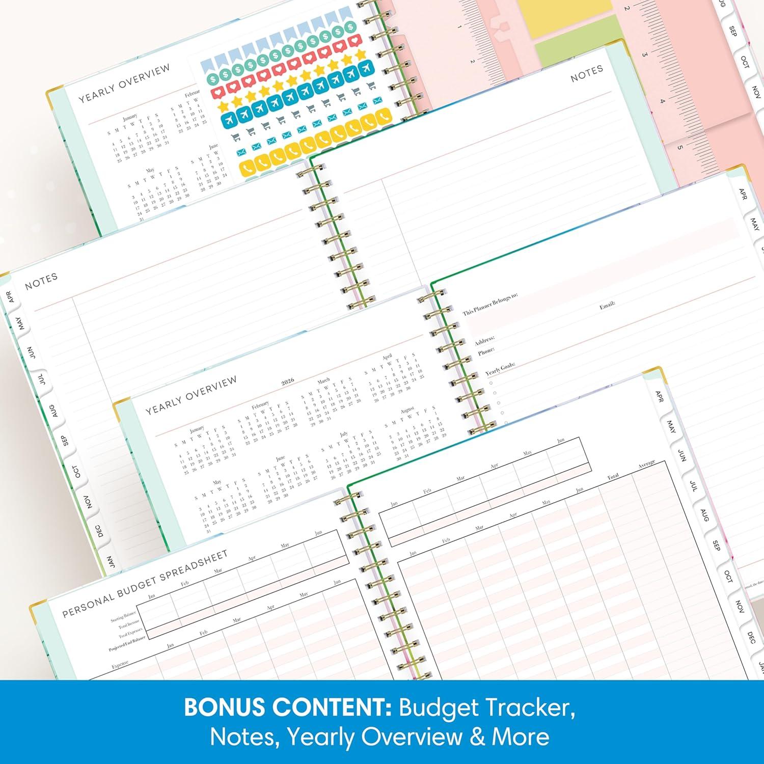 image:imageBlue Sky 15 Month 20262027 Weekly and Monthly Academic Year Planner Calendar April 2026 June 2027 85 x 11 Hard Cover Wirebound Laminated Tabs Storage Pocket Includes Snapin Ruler wSticky Notes amp Sticker Sheet Rainbow InkRainbow Ink 20262027