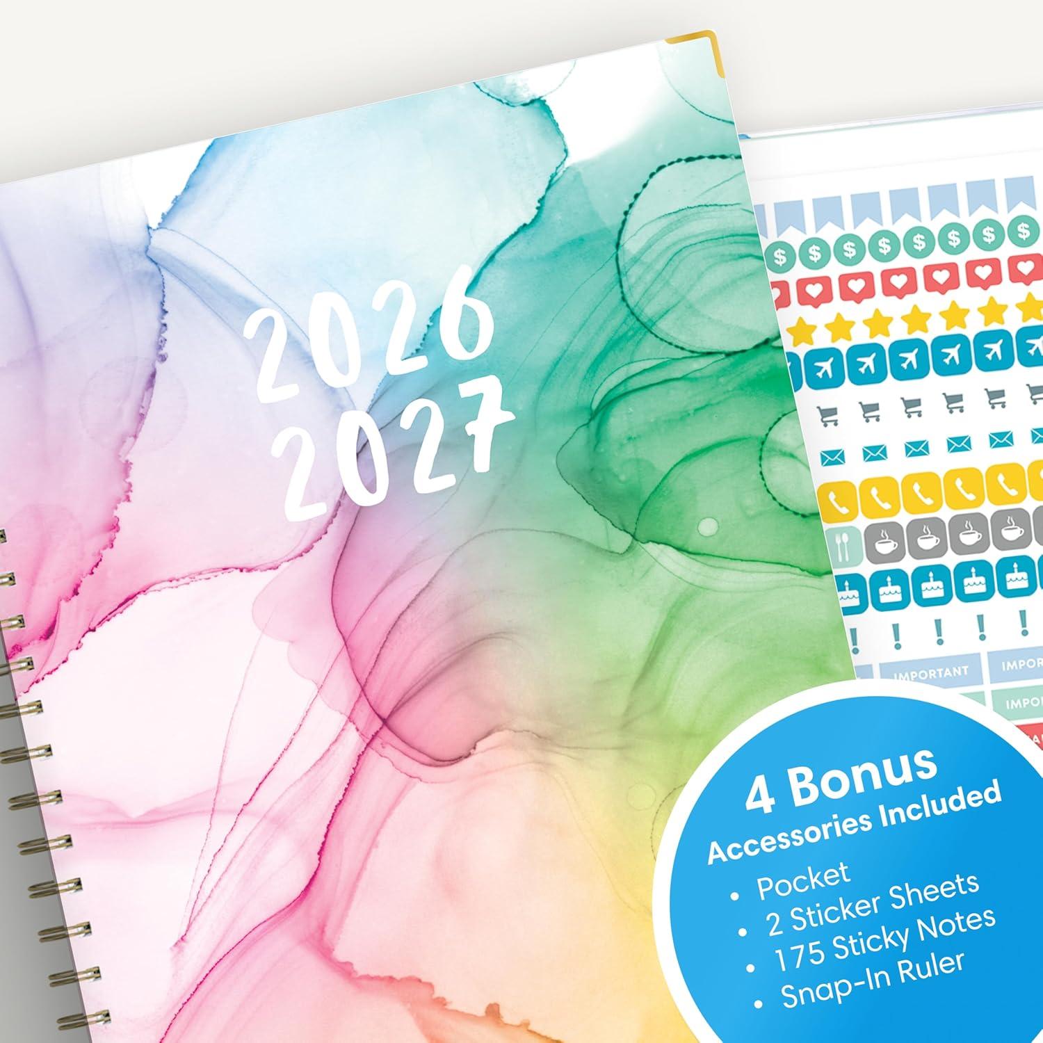 image:imageBlue Sky 15 Month 20262027 Weekly and Monthly Academic Year Planner Calendar April 2026 June 2027 85 x 11 Hard Cover Wirebound Laminated Tabs Storage Pocket Includes Snapin Ruler wSticky Notes amp Sticker Sheet Rainbow InkRainbow Ink 20262027