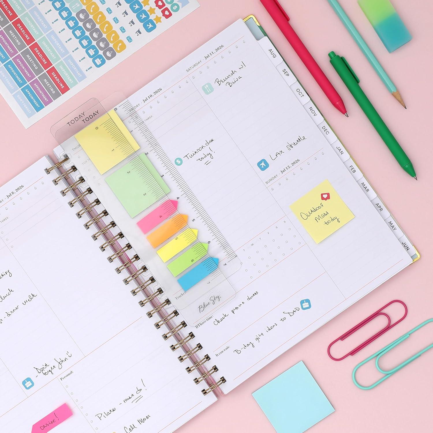 image:imageBlue Sky 15 Month 20262027 Weekly and Monthly Academic Year Planner Calendar April 2026 June 2027 85 x 11 Hard Cover Wirebound Laminated Tabs Storage Pocket Includes Snapin Ruler wSticky Notes amp Sticker Sheet Rainbow InkRainbow Ink 20262027