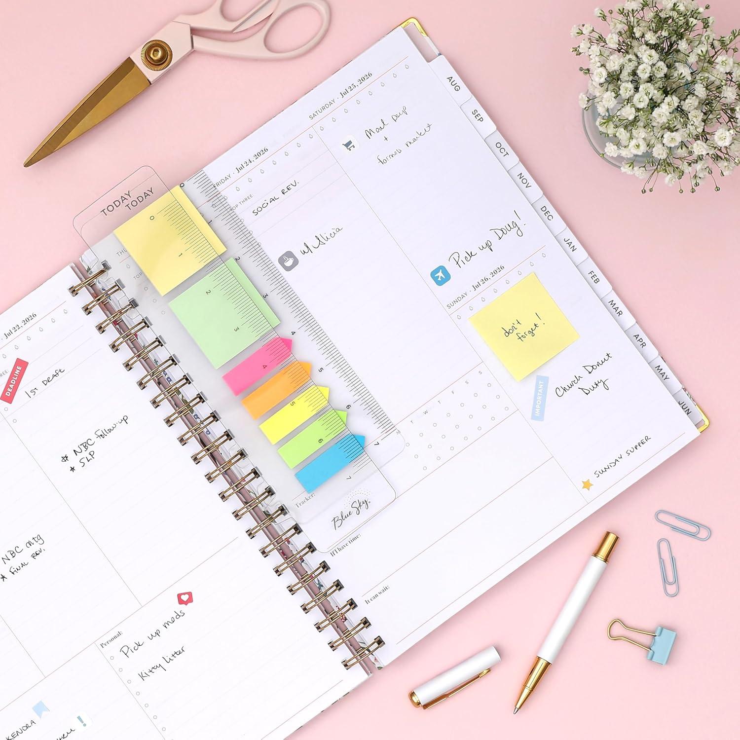 image:imageBlue Sky 15 Month 20262027 Weekly and Monthly Academic Year Planner Calendar April 2026 June 2027 85 x 11 Hard Cover Wirebound Laminated Tabs Storage Pocket Includes Snapin Ruler wSticky Notes amp Sticker Sheet Londonberry WhiteLondonberry 20262027