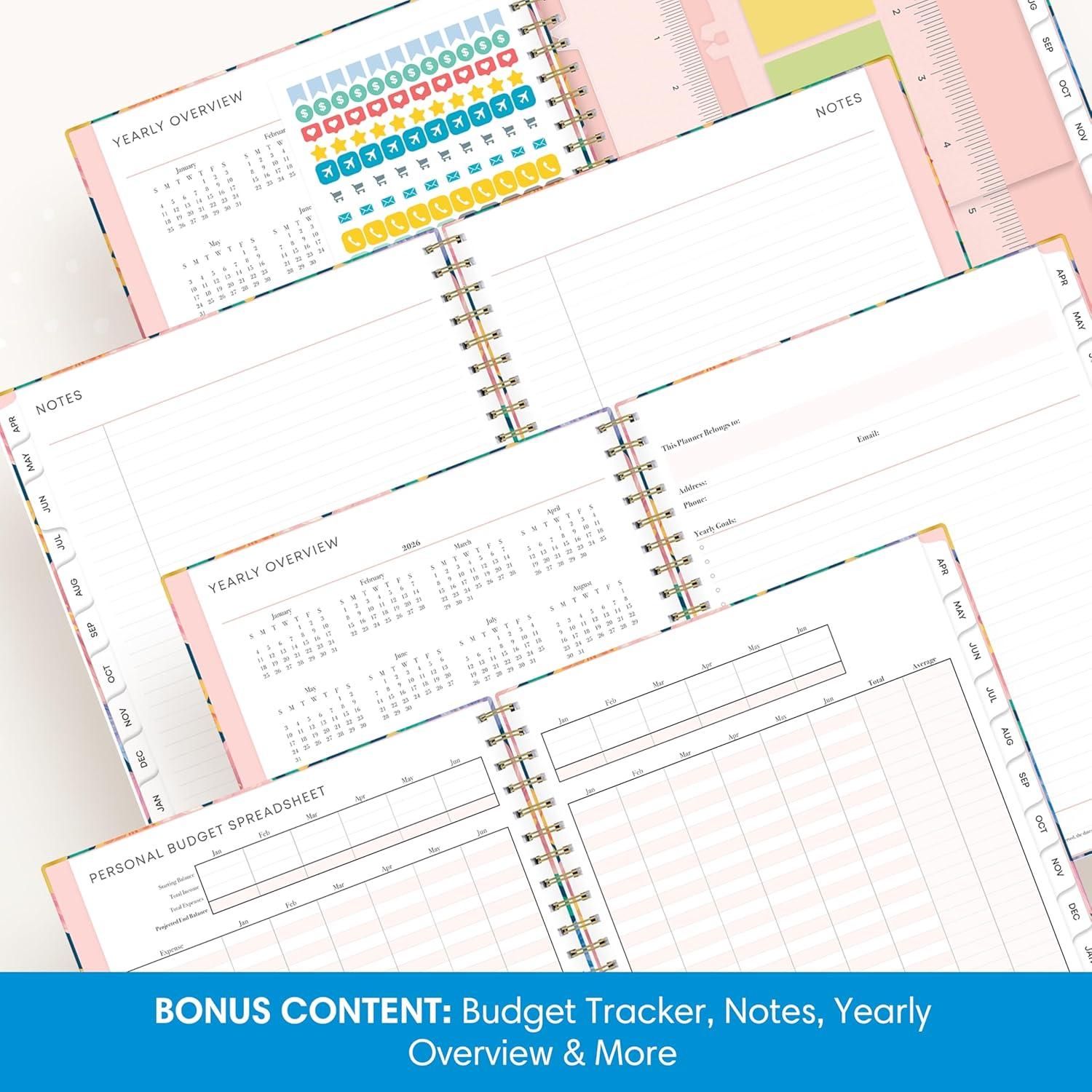 image:imageBlue Sky 15 Month 20262027 Weekly and Monthly Academic Year Planner Calendar April 2026 June 2027 85 x 11 Hard Cover Wirebound Laminated Tabs Storage Pocket Includes Snapin Ruler wSticky Notes amp Sticker Sheet NerinaNerina 20262027