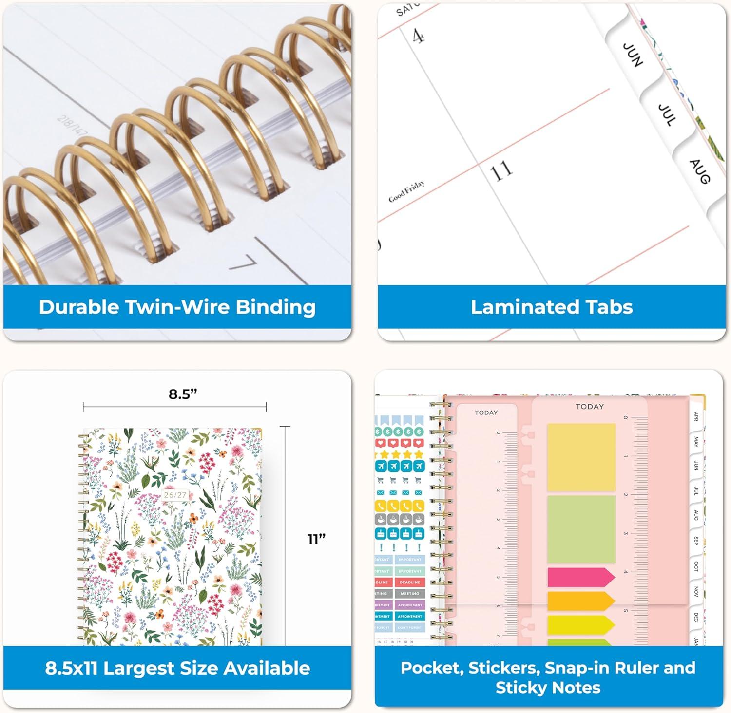 image:imageBlue Sky 15 Month 20262027 Weekly and Monthly Academic Year Planner Calendar April 2026 June 2027 85 x 11 Hard Cover Wirebound Laminated Tabs Storage Pocket Includes Snapin Ruler wSticky Notes amp Sticker Sheet Londonberry WhiteLondonberry 20262027