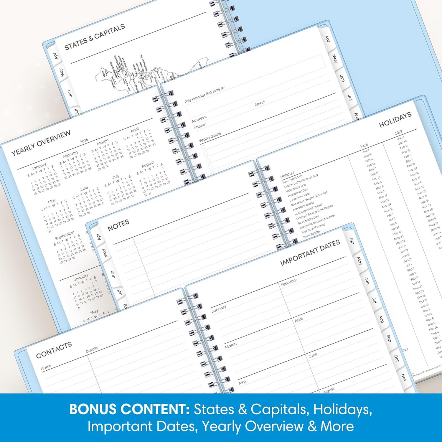 image:imageBlue Sky 20262027 Weekly and Monthly Academic Year 15 Month Planner Calendar April 2026 June 2027 5 x 8 Flexible Cover With Pockets Wirebound Storage Pocket BluesBlues 20262027