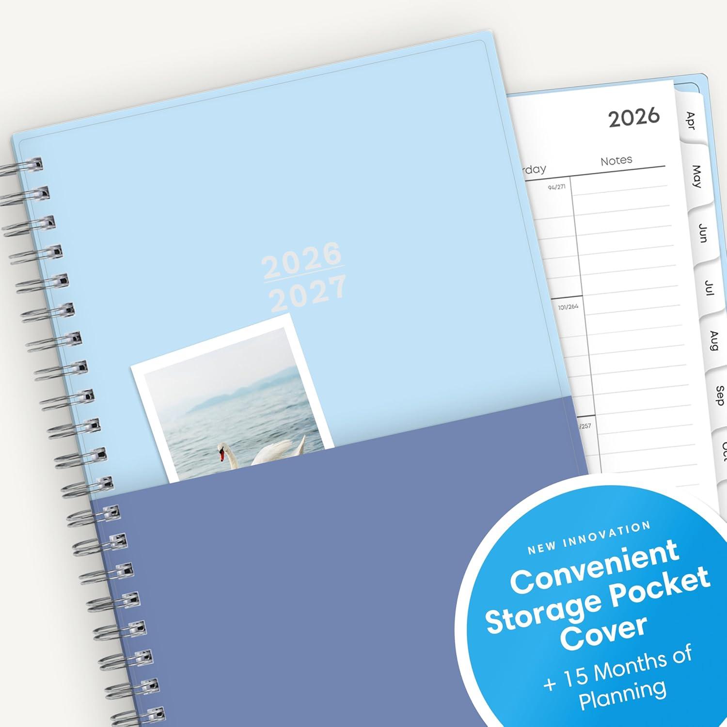 image:imageBlue Sky 20262027 Weekly and Monthly Academic Year 15 Month Planner Calendar April 2026 June 2027 5 x 8 Flexible Cover With Pockets Wirebound Storage Pocket BluesBlues 20262027