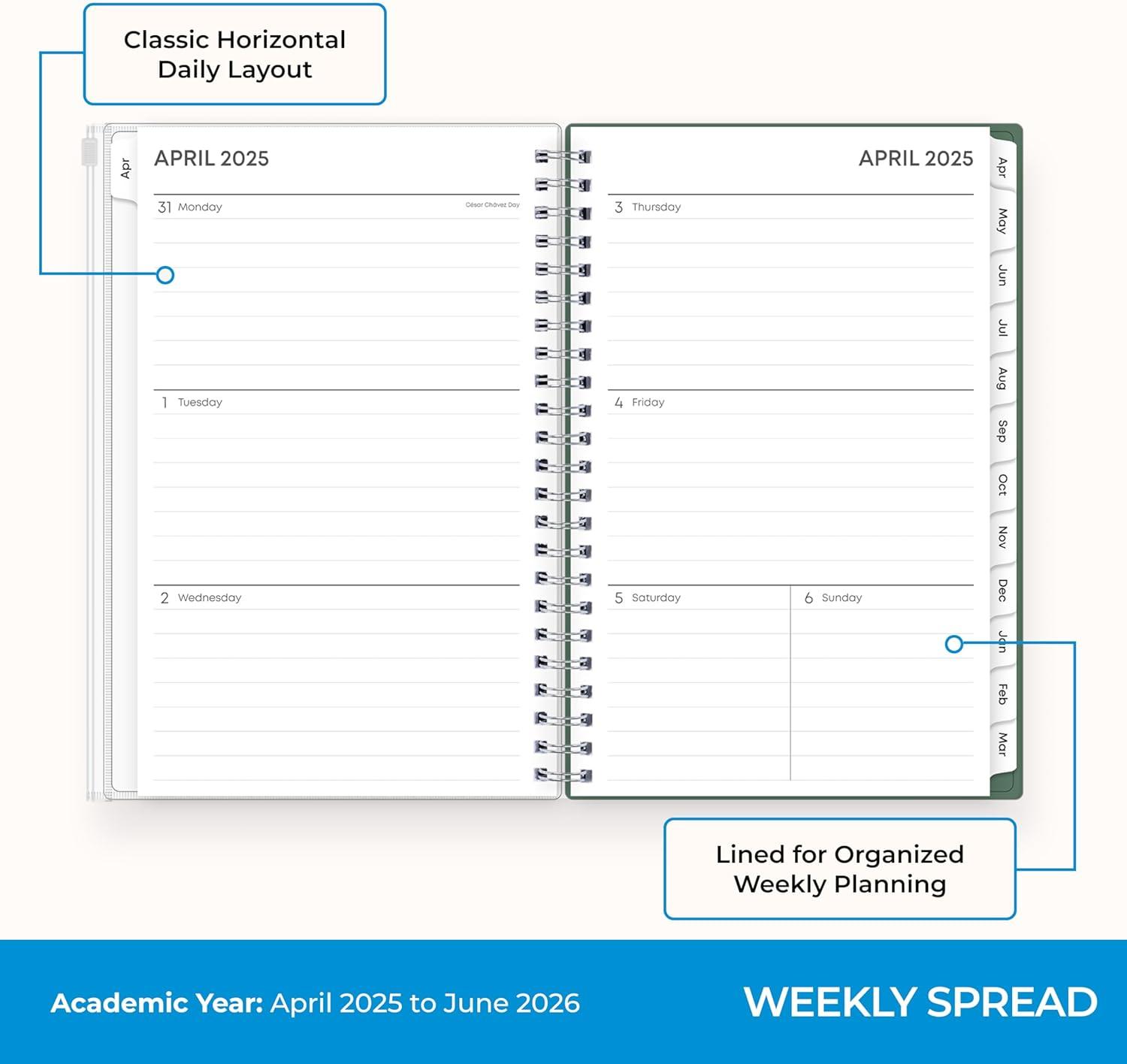 image:imageBlue Sky 20262027 Weekly and Monthly Academic Year 15 Month Planner Calendar April 2026 June 2027 5 x 8 Flexible Cover With Zip Pouch Wirebound Storage Pocket SeychelleSeychelle 20252026