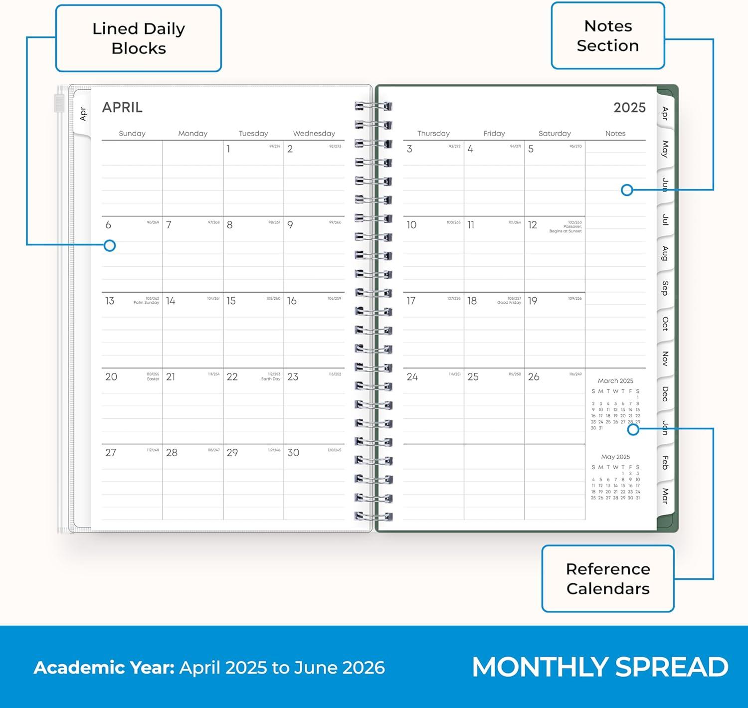 image:imageBlue Sky 20262027 Weekly and Monthly Academic Year 15 Month Planner Calendar April 2026 June 2027 5 x 8 Flexible Cover With Zip Pouch Wirebound Storage Pocket SeychelleSeychelle 20252026