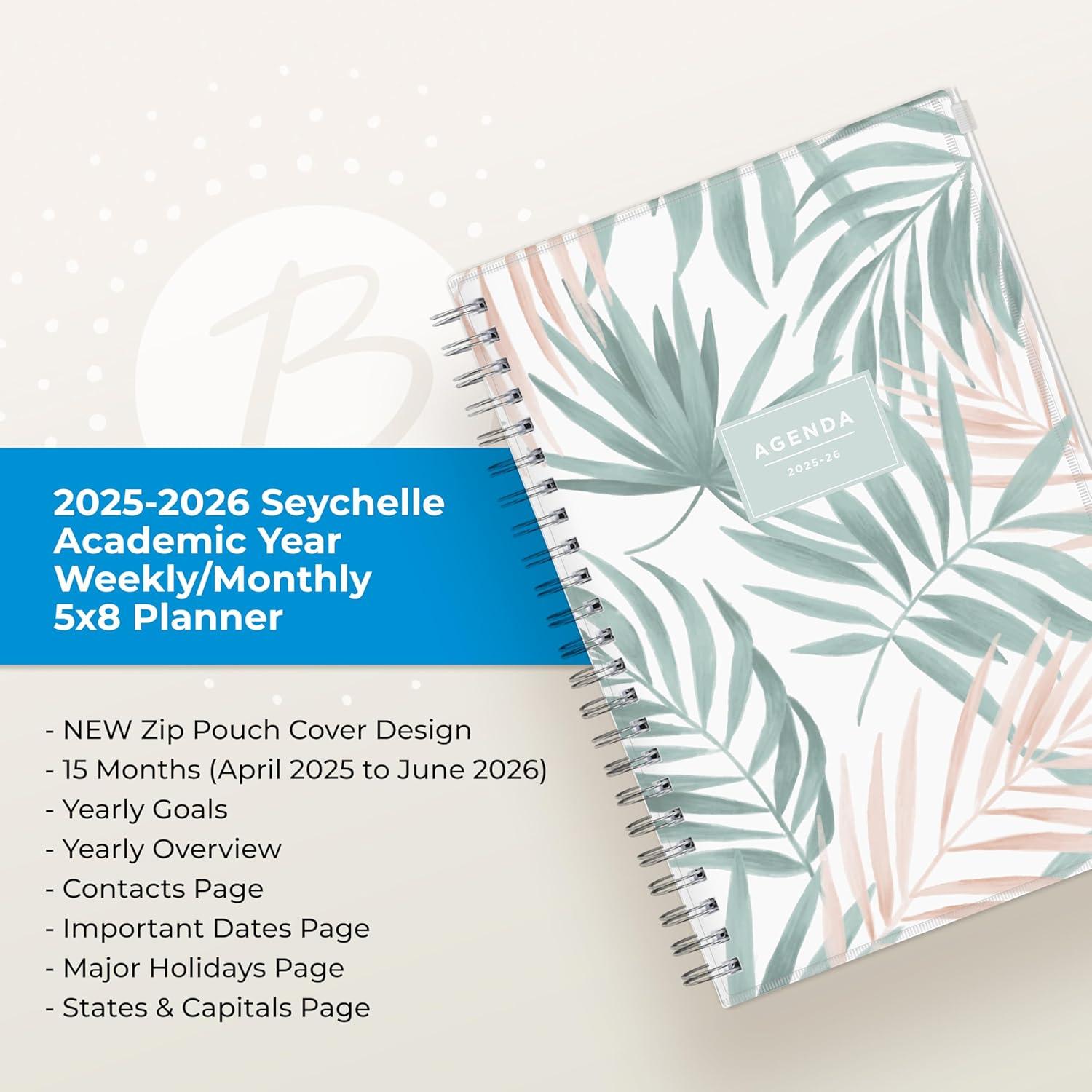image:imageBlue Sky 20262027 Weekly and Monthly Academic Year 15 Month Planner Calendar April 2026 June 2027 5 x 8 Flexible Cover With Zip Pouch Wirebound Storage Pocket SeychelleSeychelle 20252026