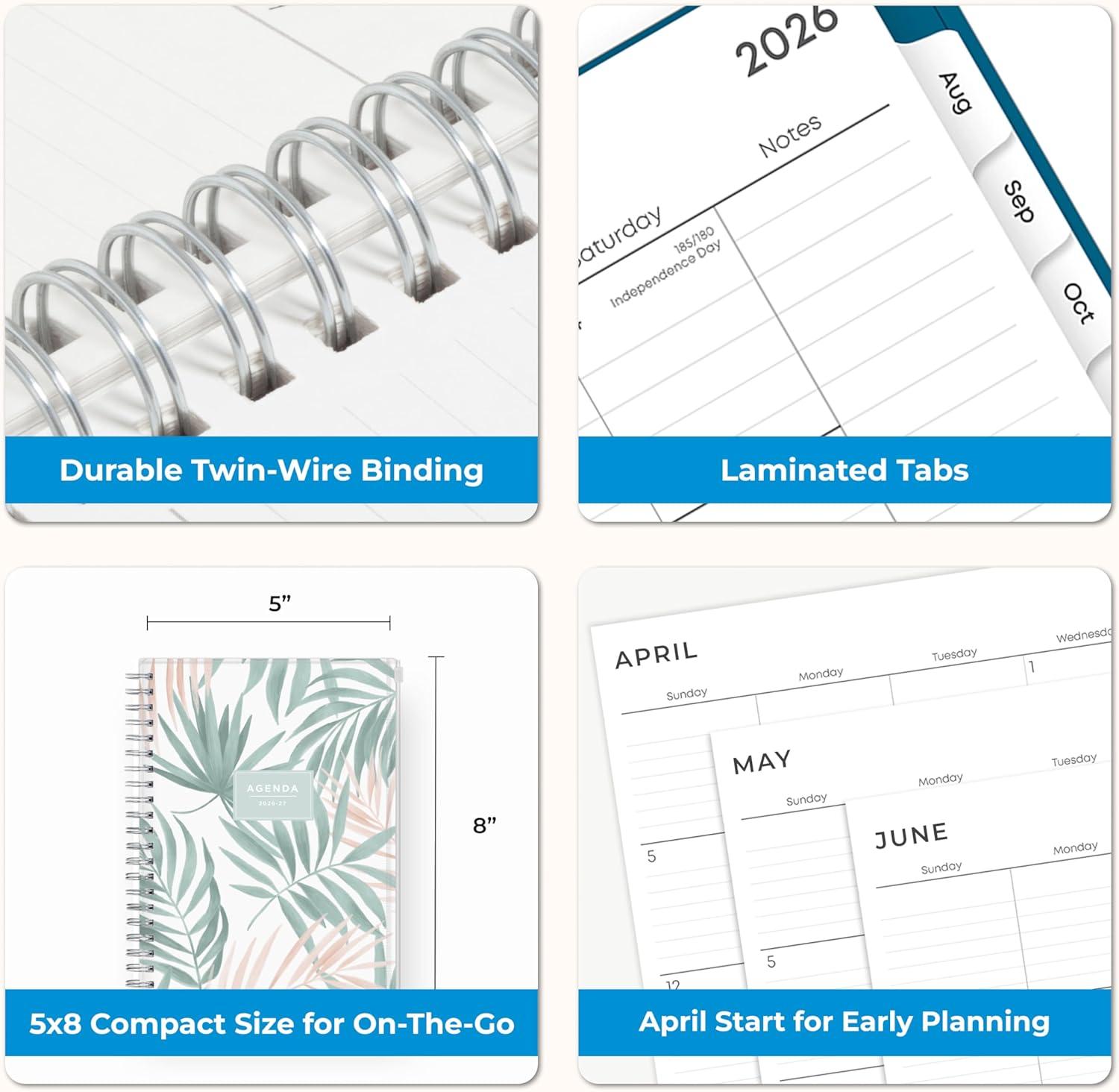 image:imageBlue Sky 20262027 Weekly and Monthly Academic Year 15 Month Planner Calendar April 2026 June 2027 5 x 8 Flexible Cover With Zip Pouch Wirebound Storage Pocket SeychelleSeychelle 20262027
