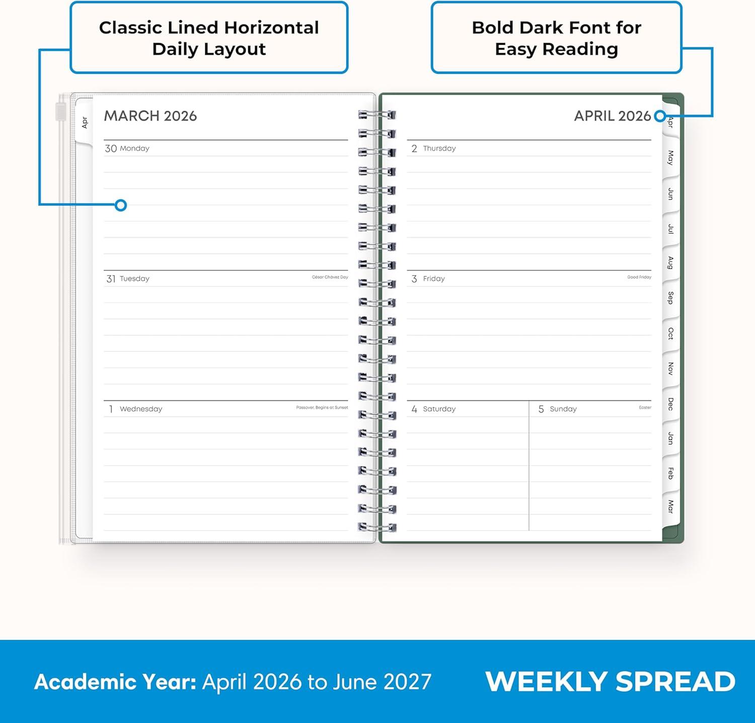 image:imageBlue Sky 20262027 Weekly and Monthly Academic Year 15 Month Planner Calendar April 2026 June 2027 5 x 8 Flexible Cover With Zip Pouch Wirebound Storage Pocket SeychelleSeychelle 20262027
