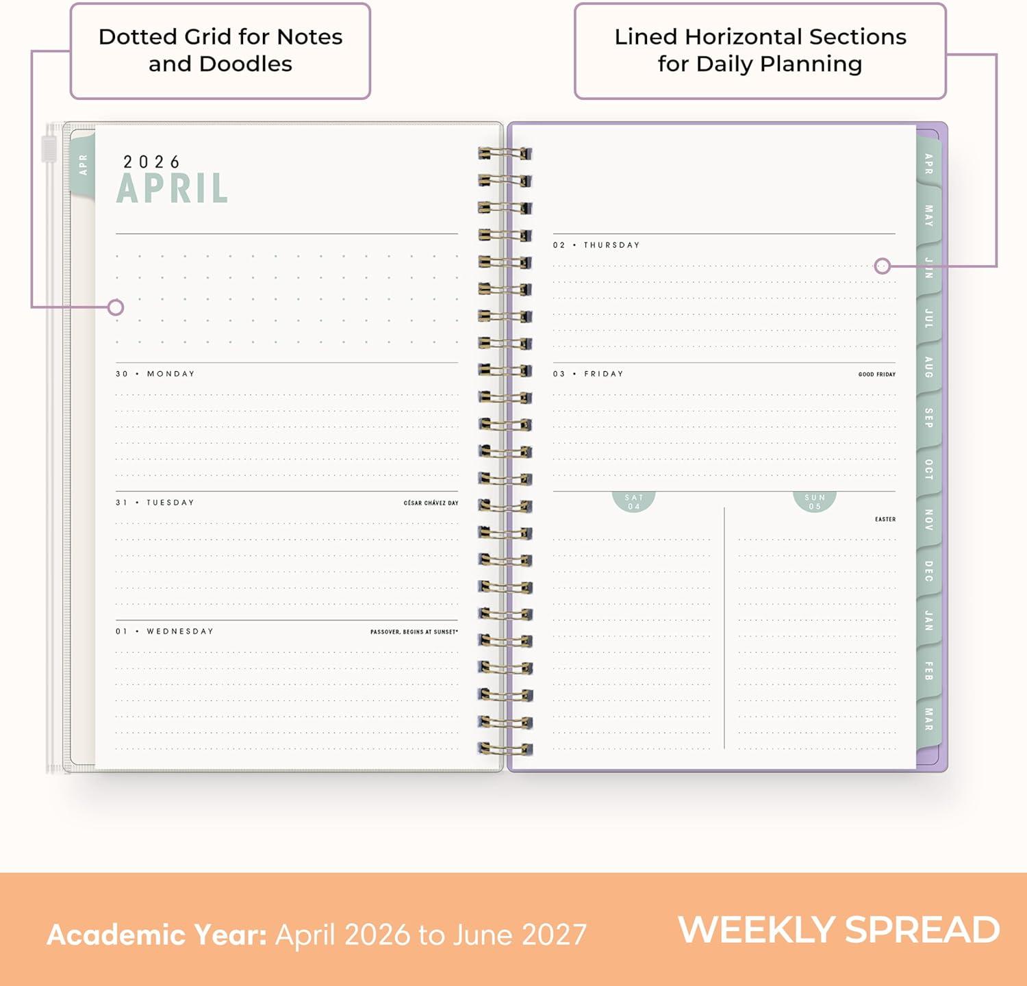 image:imageBlue Sky Brook Gossen 15 Month 20262027 Weekly and Monthly Academic Year Planner Calendar April 2026 June 2027 5 x 8 Flexible Cover With Zip Pouch Wirebound Laminated Tabs Storage Pocket Daisy CheckersDaisy 20262027