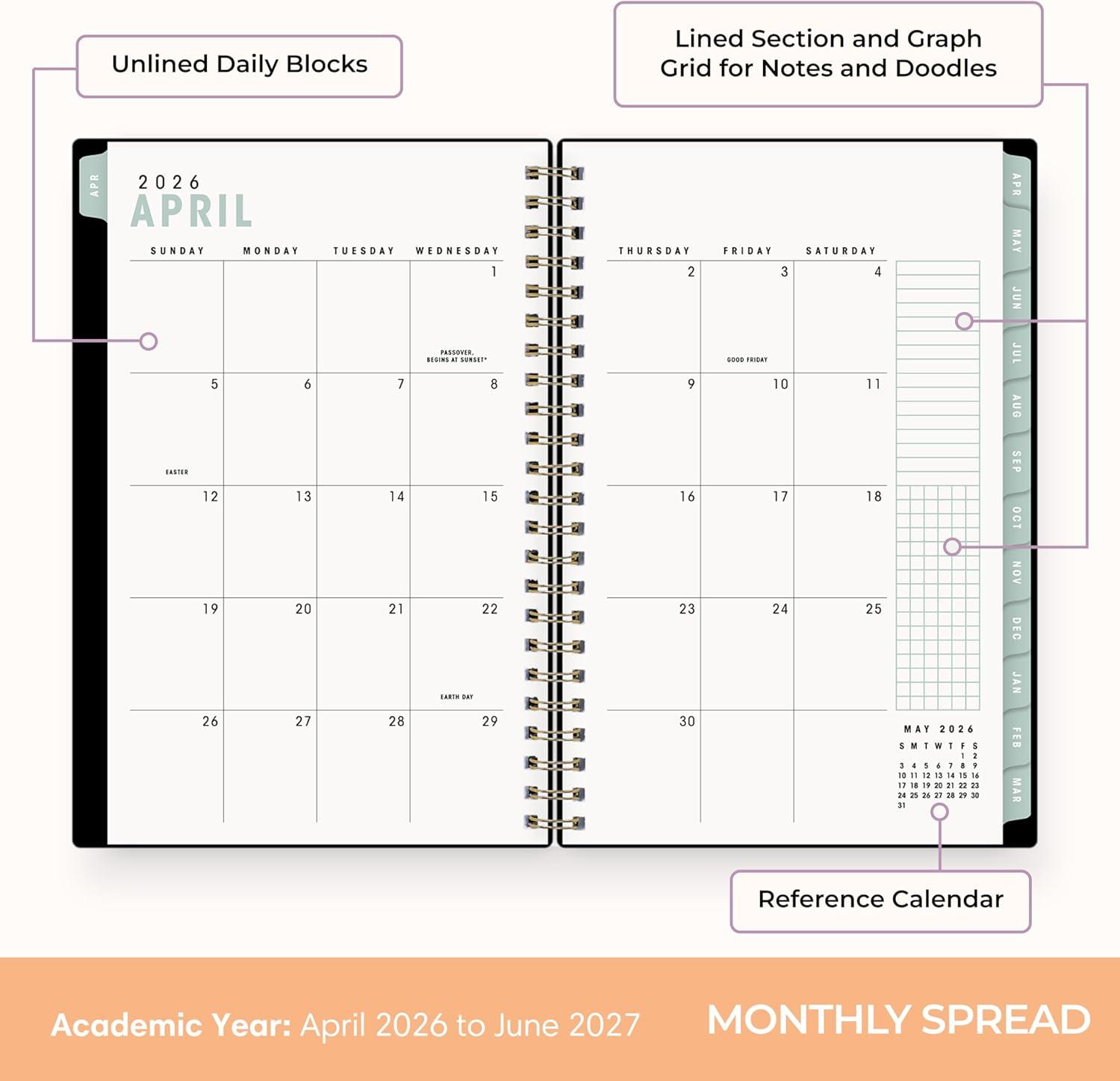 image:imageBlue Sky Brook Gossen 15 Month 20262027 Weekly and Monthly Academic Year Planner Calendar April 2026 June 2027 5 x 8 Flexible Cover With Zip Pouch Wirebound Laminated Tabs Storage Pocket Rainbow CityRainbow City 20262027