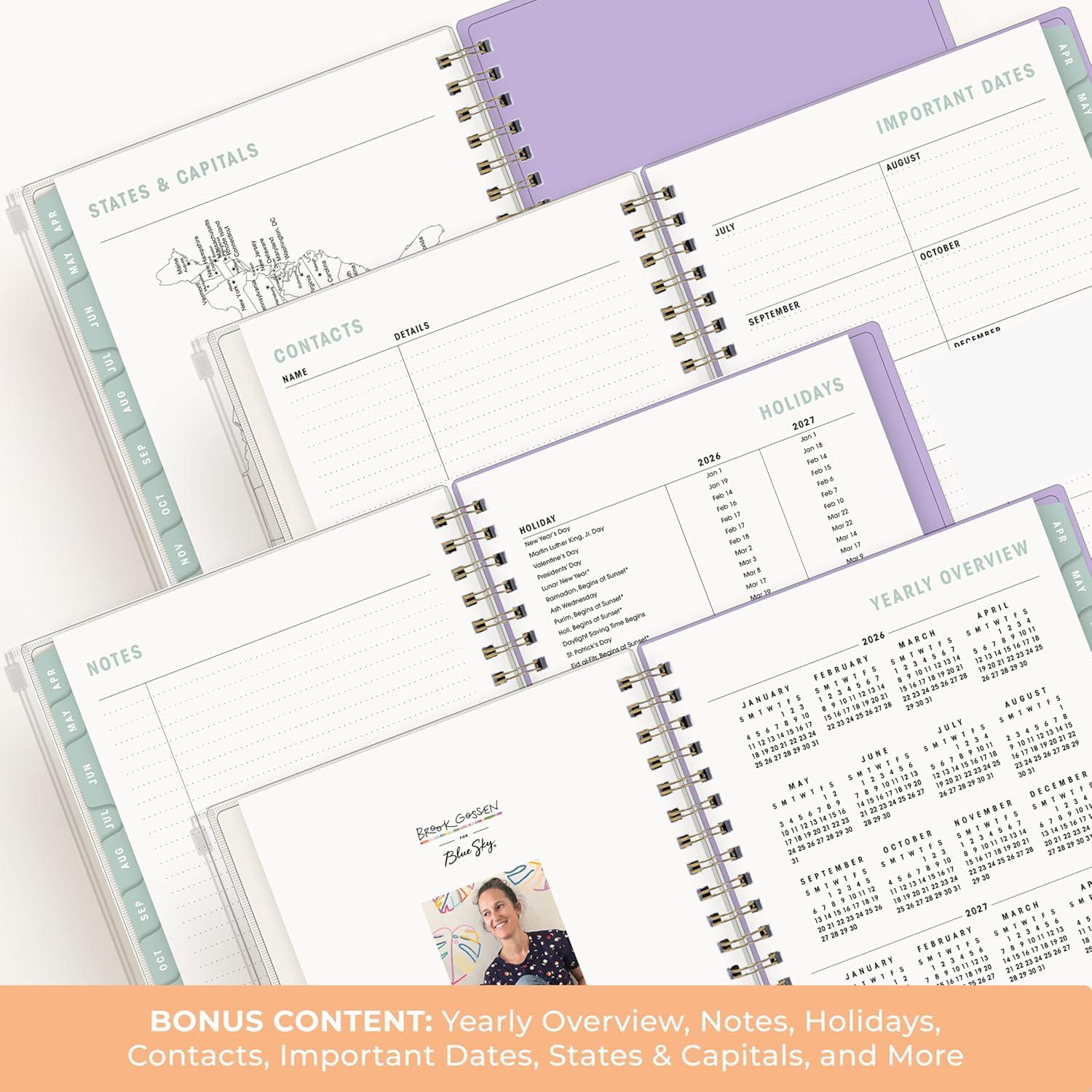image:imageBlue Sky Brook Gossen 15 Month 20262027 Weekly and Monthly Academic Year Planner Calendar April 2026 June 2027 5 x 8 Flexible Cover With Zip Pouch Wirebound Laminated Tabs Storage Pocket Daisy CheckersDaisy 20262027