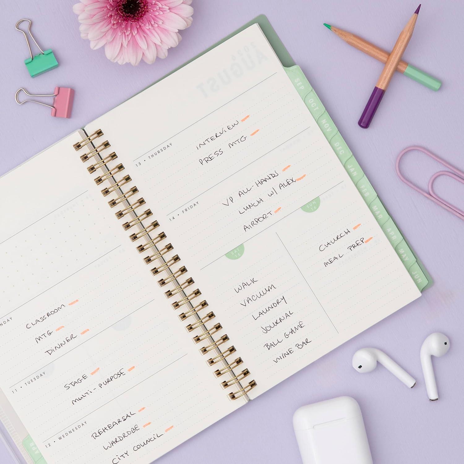 image:imageBlue Sky Brook Gossen 15 Month 20262027 Weekly and Monthly Academic Year Planner Calendar April 2026 June 2027 5 x 8 Flexible Cover With Zip Pouch Wirebound Laminated Tabs Storage Pocket Green CheckGreen Check 20262027