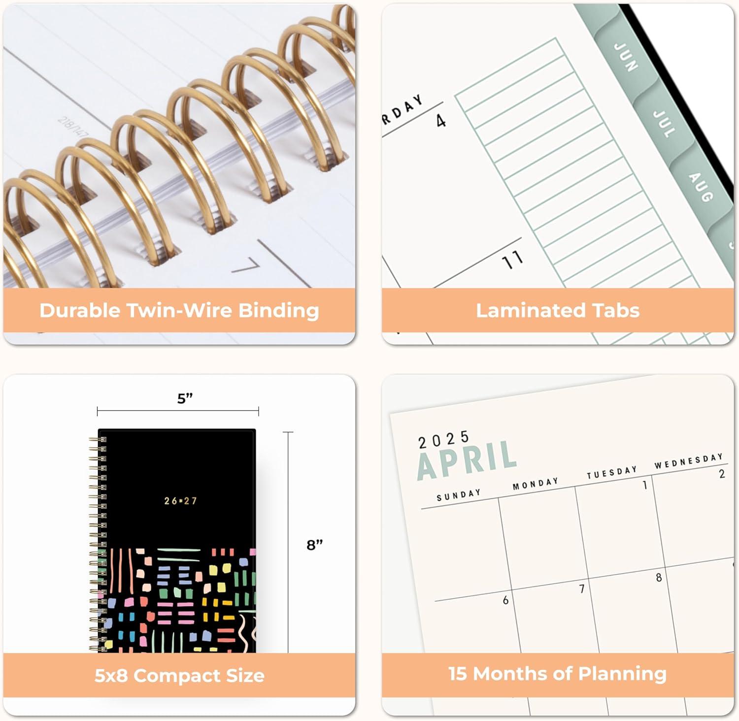 image:imageBlue Sky Brook Gossen 15 Month 20262027 Weekly and Monthly Academic Year Planner Calendar April 2026 June 2027 5 x 8 Flexible Cover With Zip Pouch Wirebound Laminated Tabs Storage Pocket Rainbow CityRainbow City 20262027