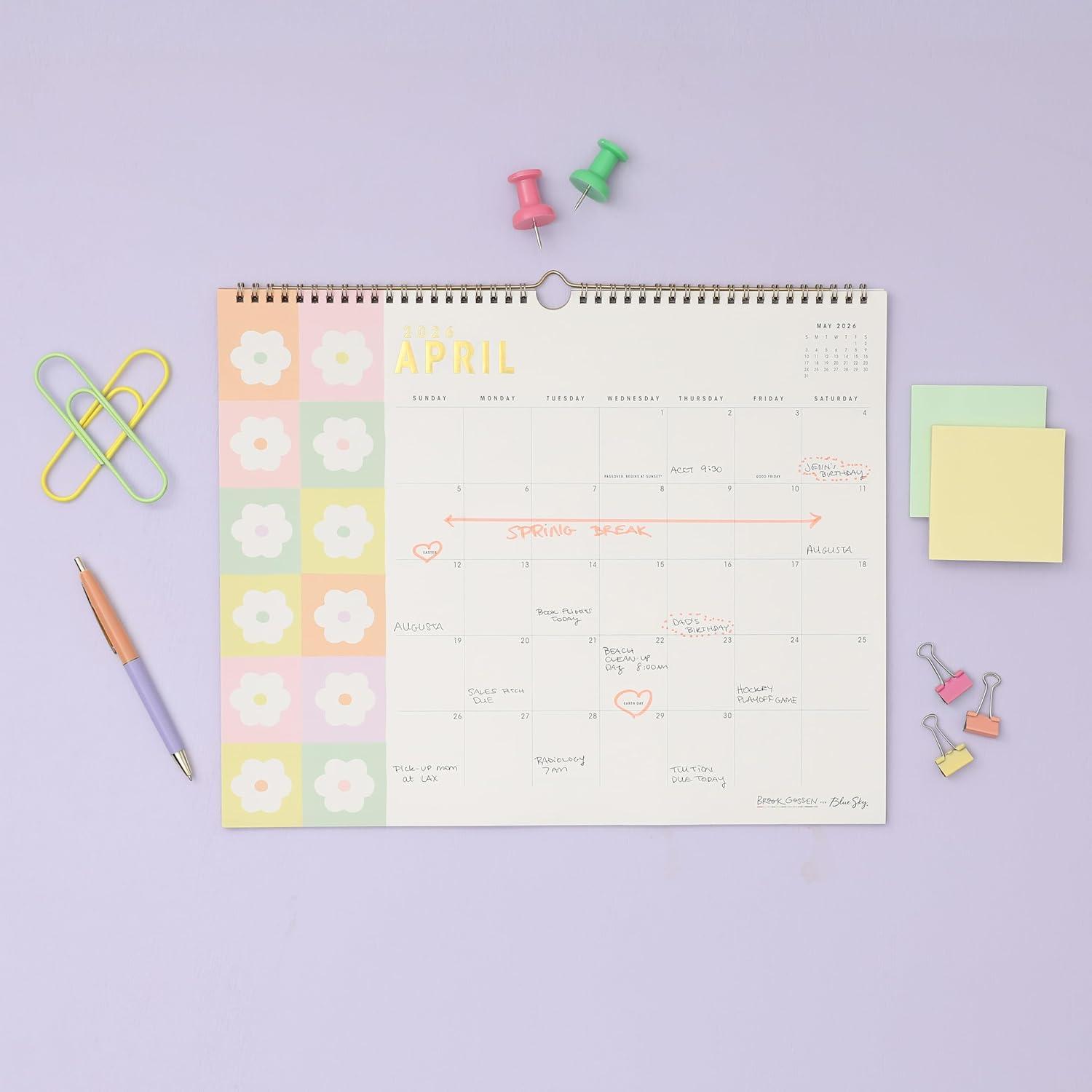 image:imageBlue Sky Brook Gossen 20262027 15 Month Monthly Academic Year Wall Calendar April 2026 June 2027 15 x 12 Durable Twin Wire Binding Colorful Interior Perfect For Home Office And Classroom Daisy CheckersDaisy Checkers 20262027