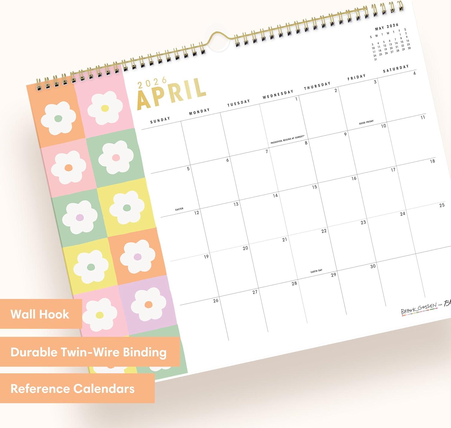 image:imageBlue Sky Brook Gossen 20262027 15 Month Monthly Academic Year Wall Calendar April 2026 June 2027 15 x 12 Durable Twin Wire Binding Colorful Interior Perfect For Home Office And Classroom Daisy CheckersDaisy Checkers 20262027