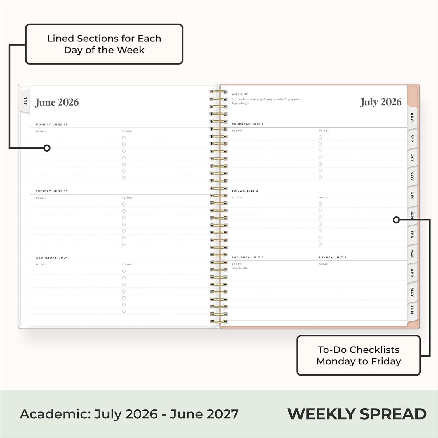 image:imageBlue Sky The Everygirl 20262027 Weekly and Monthly Academic Year Planner Calendar July 2026 June 2027 5 x 8 Flexible Cover Wirebound Laminated Tabs Storage Pocket Includes Stickers Bengala Desert RoseBengala Desert Rose 20262027