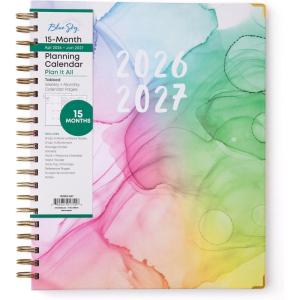 image:imageBlue Sky 15 Month 20262027 Weekly and Monthly Academic Year Planner Calendar April 2026  June 2027 85 x 11 Hard Cover Wirebound Laminated Tabs Storage Pocket Includes Snapin Ruler wSticky Notes amp Sticker Sheet Rainbow InkRainbow Ink 20262027