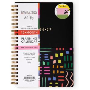 image:imageBlue Sky Brook Gossen 15 Month 20262027 Weekly and Monthly Academic Year Planner Calendar April 2026  June 2027 5 x 8 Flexible Cover With Zip Pouch Wirebound Laminated Tabs Storage Pocket Rainbow CityRainbow City 20262027