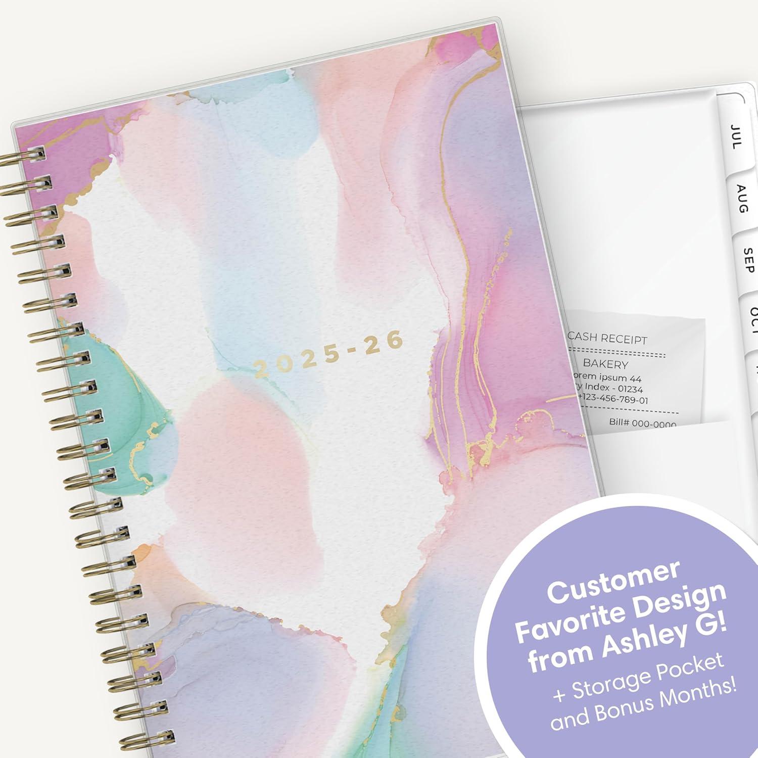 image:imageBlue Sky Ashley G 20262027 Weekly and Monthly Academic Year Planner Calendar July 2026 June 2027 85 x 11 Flexible Cover Wirebound Laminated Tabs Storage Pocket Includes Sticker Sheet Multi Color SmokeMulti Color Smoke 20252026