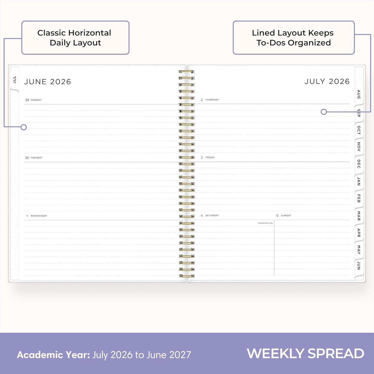 image:imageBlue Sky Ashley G 20262027 Weekly and Monthly Academic Year Planner Calendar July 2026 June 2027 85 x 11 Flexible Cover Wirebound Laminated Tabs Storage Pocket Includes Sticker Sheet Multi Color SmokeMulti Color Smoke 20262027