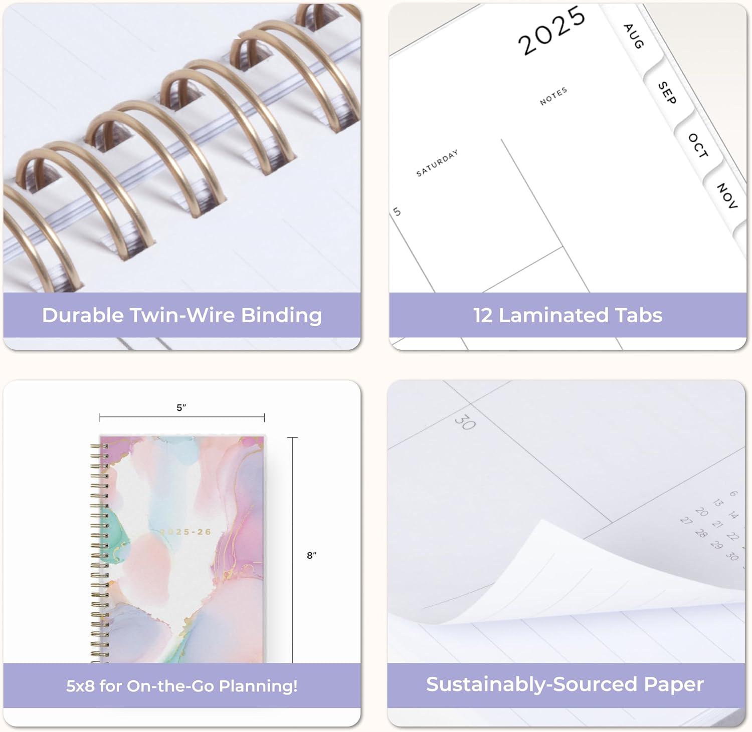 image:imageBlue Sky Ashley G 20262027 Weekly and Monthly Academic Year Planner Calendar July 2026 June 2027 85 x 11 Flexible Cover Wirebound Laminated Tabs Storage Pocket Includes Sticker Sheet Multi Color SmokeMulti Color Smoke 20252026