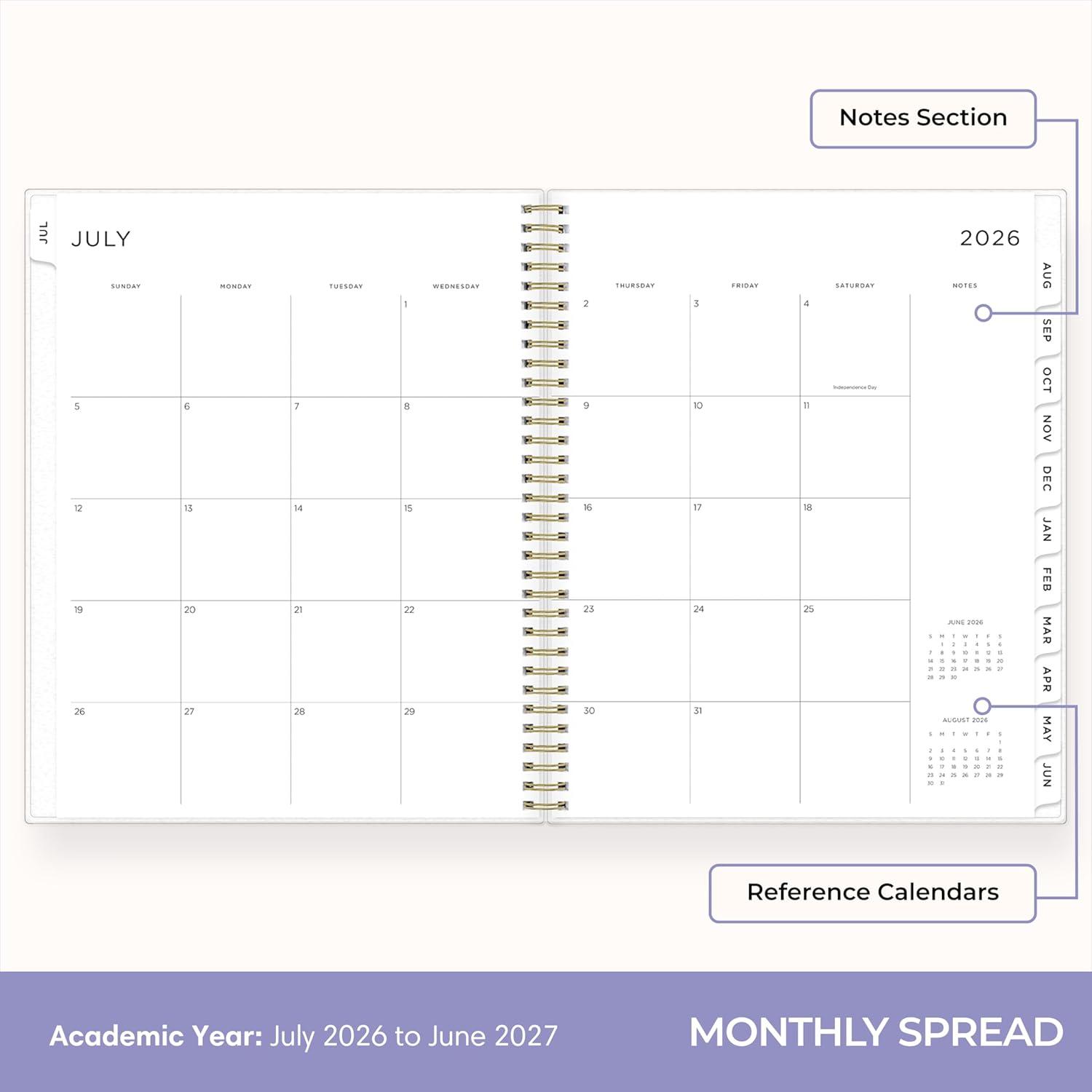 image:imageBlue Sky Ashley G 20262027 Weekly and Monthly Academic Year Planner Calendar July 2026 June 2027 85 x 11 Flexible Cover Wirebound Laminated Tabs Storage Pocket Includes Sticker Sheet Multi Color SmokeMulti Color Smoke 20262027