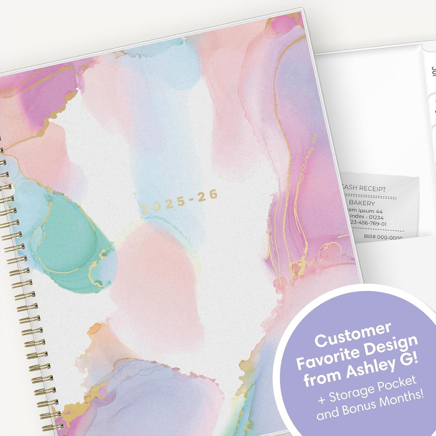 image:imageBlue Sky Ashley G 20262027 Weekly and Monthly Academic Year Planner Calendar July 2026 June 2027 85 x 11 Flexible Cover Wirebound Laminated Tabs Storage Pocket Includes Sticker Sheet Multi Color SmokeMulti Color Smoke 20252026