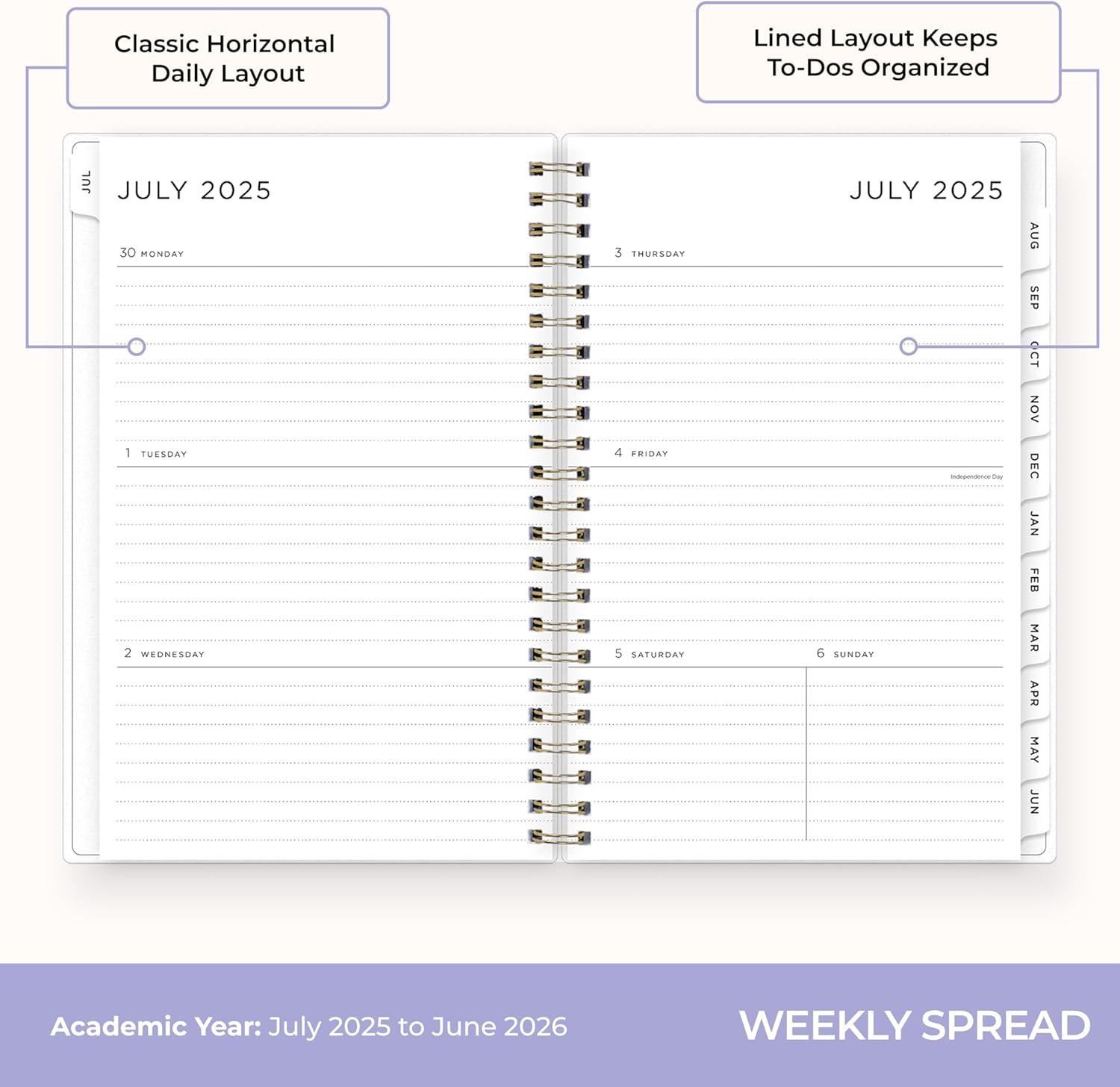 image:imageBlue Sky Ashley G 20262027 Weekly and Monthly Academic Year Planner Calendar July 2026 June 2027 85 x 11 Flexible Cover Wirebound Laminated Tabs Storage Pocket Includes Sticker Sheet Multi Color SmokeMulti Color Smoke 20252026