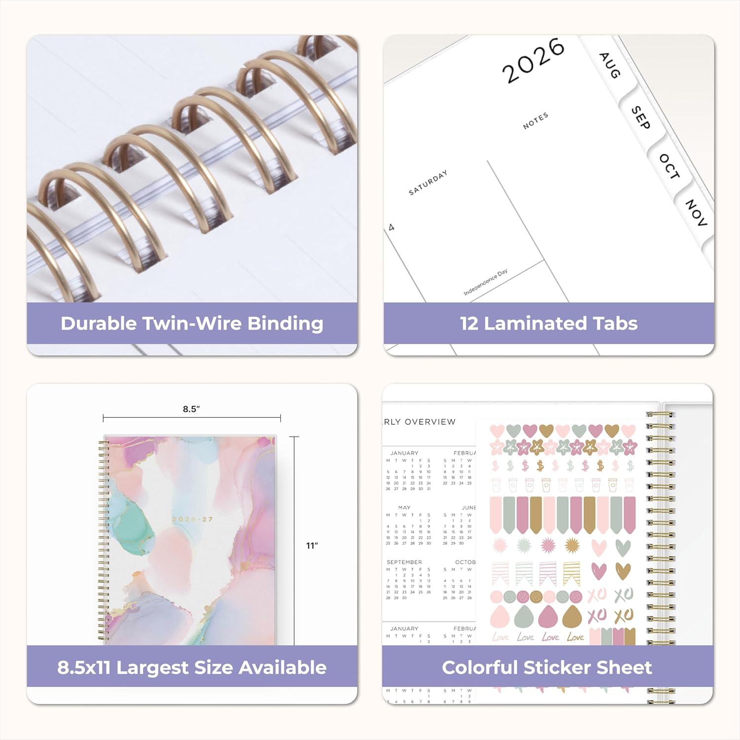 image:imageBlue Sky Ashley G 20262027 Weekly and Monthly Academic Year Planner Calendar July 2026 June 2027 85 x 11 Flexible Cover Wirebound Laminated Tabs Storage Pocket Includes Sticker Sheet Multi Color SmokeMulti Color Smoke 20262027