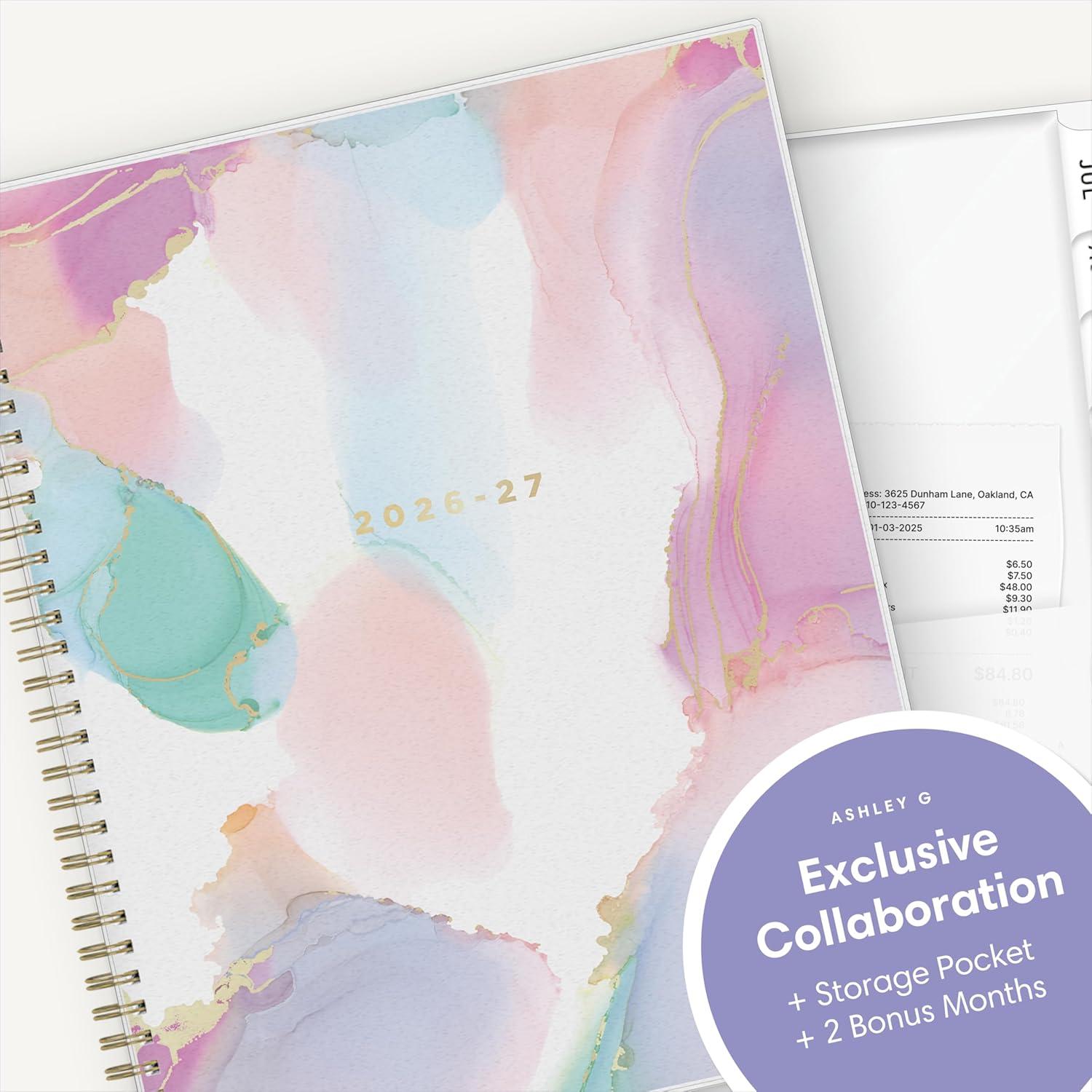 image:imageBlue Sky Ashley G 20262027 Weekly and Monthly Academic Year Planner Calendar July 2026 June 2027 85 x 11 Flexible Cover Wirebound Laminated Tabs Storage Pocket Includes Sticker Sheet Multi Color SmokeMulti Color Smoke 20262027