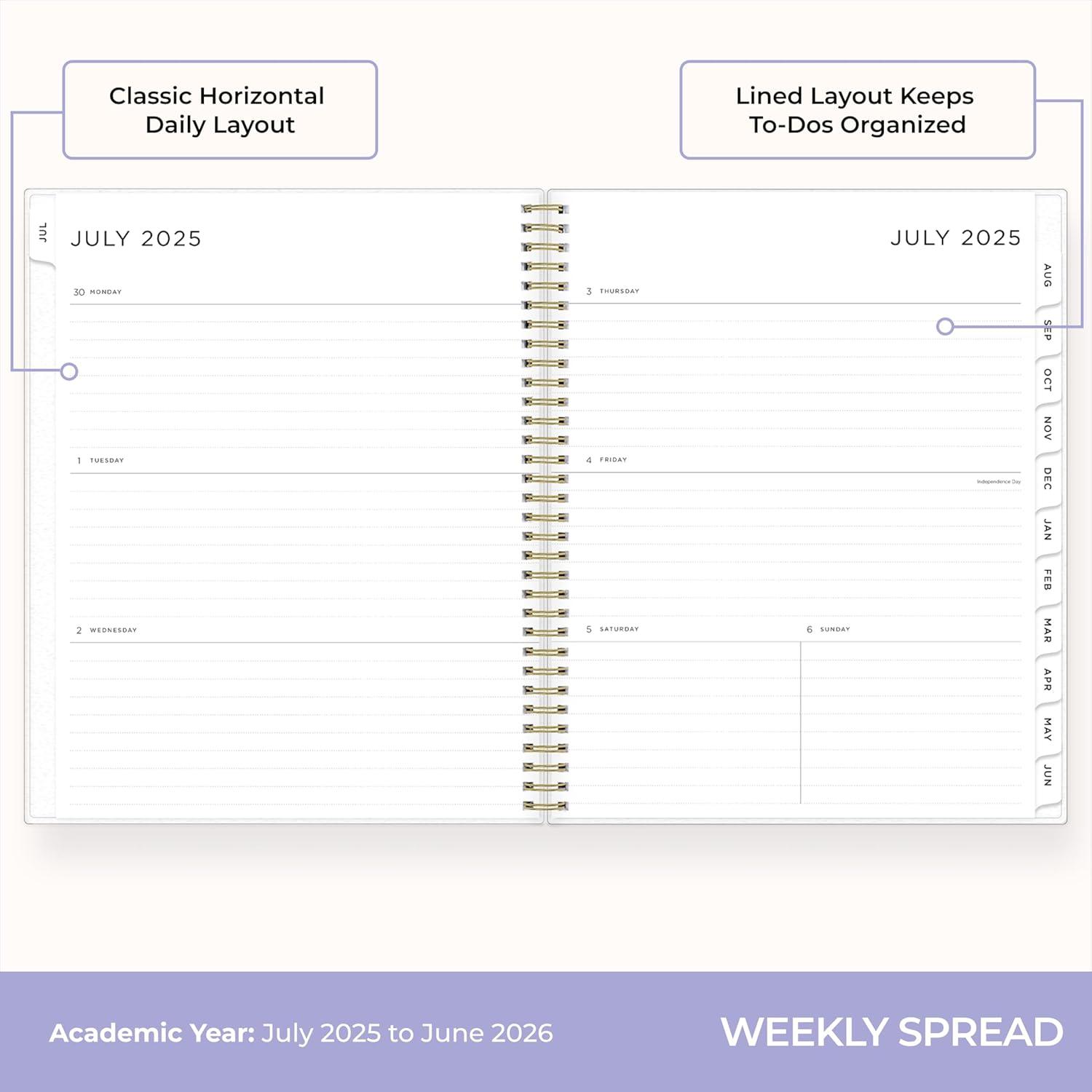 image:imageBlue Sky Ashley G 20262027 Weekly and Monthly Academic Year Planner Calendar July 2026 June 2027 85 x 11 Flexible Cover Wirebound Laminated Tabs Storage Pocket Includes Sticker Sheet Multi Color SmokeMulti Color Smoke 20252026