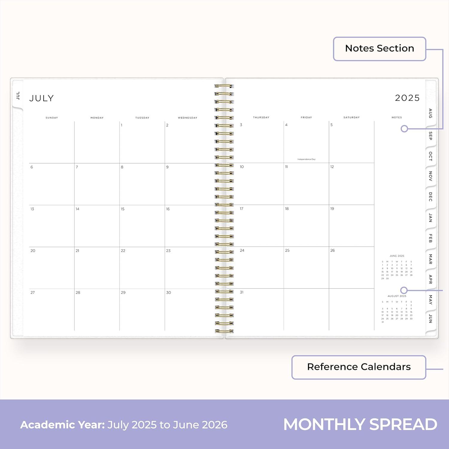 image:imageBlue Sky Ashley G 20262027 Weekly and Monthly Academic Year Planner Calendar July 2026 June 2027 85 x 11 Flexible Cover Wirebound Laminated Tabs Storage Pocket Includes Sticker Sheet Multi Color SmokeMulti Color Smoke 20252026