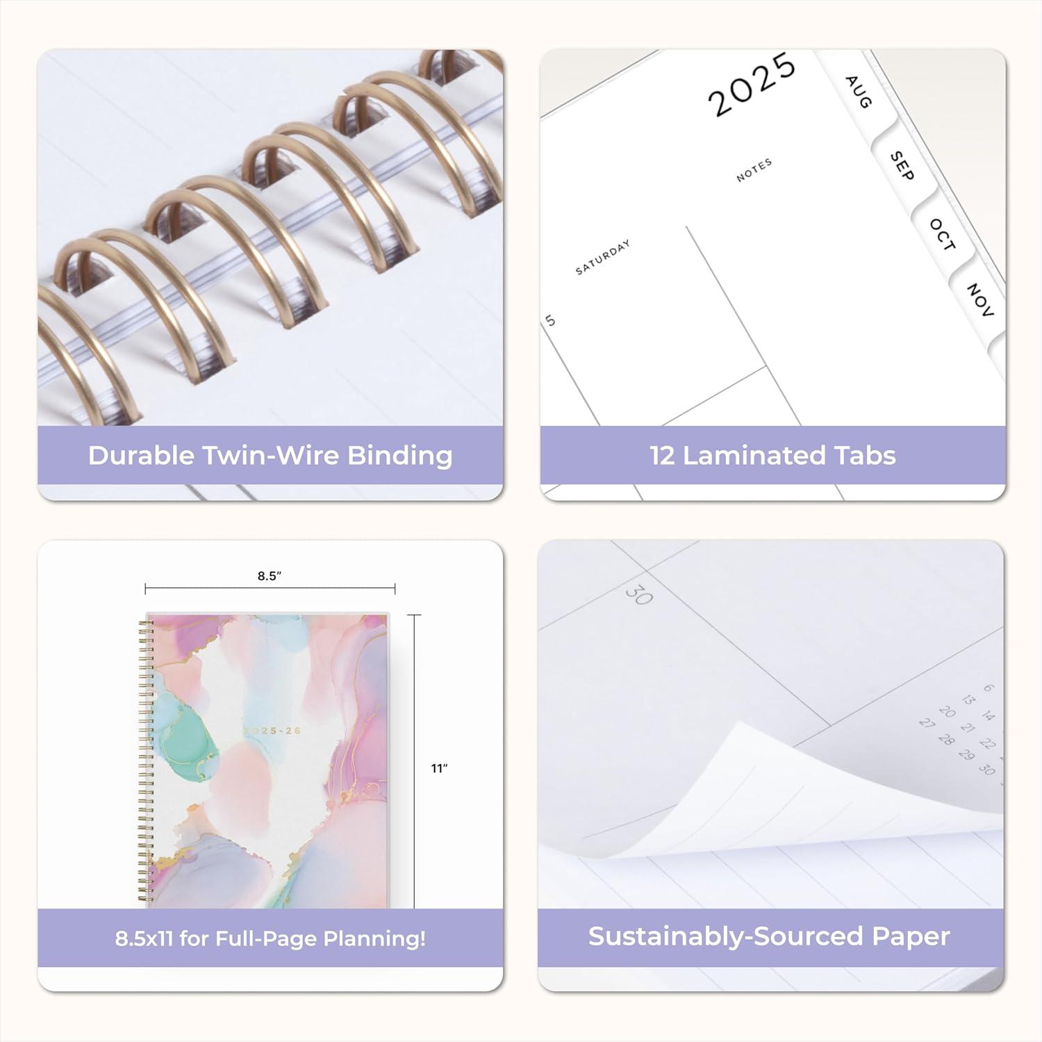 image:imageBlue Sky Ashley G 20262027 Weekly and Monthly Academic Year Planner Calendar July 2026 June 2027 85 x 11 Flexible Cover Wirebound Laminated Tabs Storage Pocket Includes Sticker Sheet Multi Color SmokeMulti Color Smoke 20252026