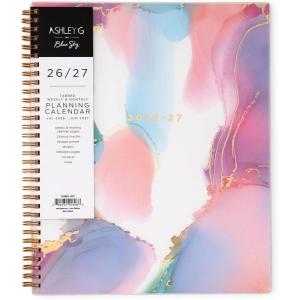 image:imageBlue Sky Ashley G 20262027 Weekly and Monthly Academic Year Planner Calendar July 2026  June 2027 85 x 11 Flexible Cover Wirebound Laminated Tabs Storage Pocket Includes Sticker Sheet Multi Color SmokeMulti Color Smoke 20262027