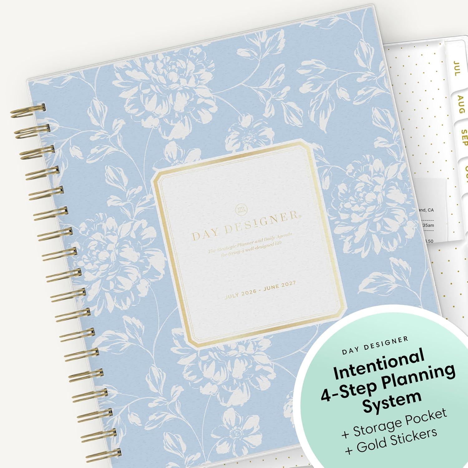 image:imageBlue Sky Day Designer 20262027 Daily and Monthly Academic Year Planner Calendar July 2026 June 2027 8 x 10 Flexible Cover Laminated Tabs Storage Pocket Includes Stickers AnnabelAnnabel 20262027