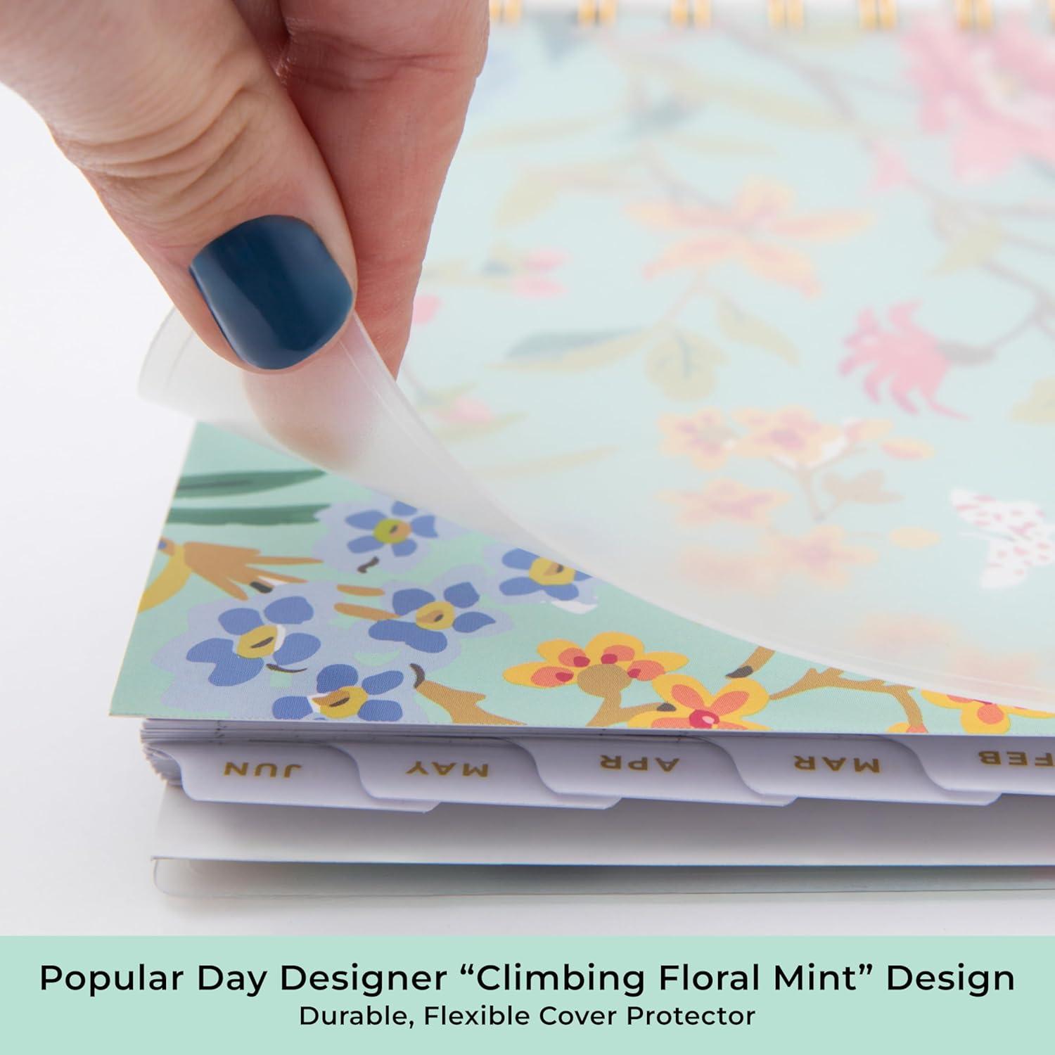 image:imageBlue Sky Day Designer 20262027 Monthly Academic Year Planner Calendar July 2026 June 2027 8 x 10 Monthly Layout Flexible Cover Wirebound Laminated Tabs Climbing Floral MintClimbing Floral Mint 20262027