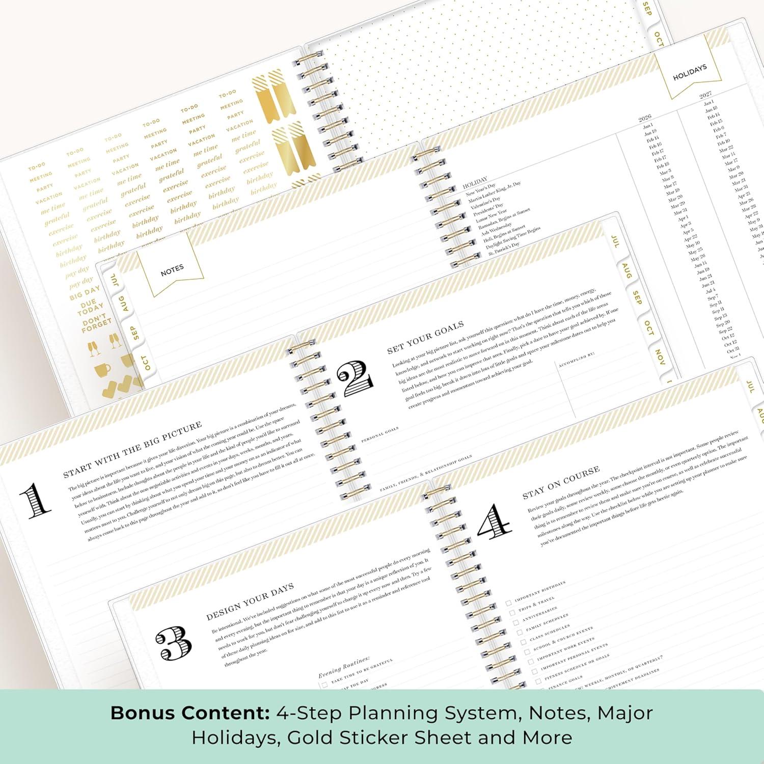 image:imageBlue Sky Day Designer 20262027 Monthly Academic Year Planner Calendar July 2026 June 2027 8 x 10 Monthly Layout Flexible Cover Wirebound Laminated Tabs Climbing Floral MintClimbing Floral Mint 20262027