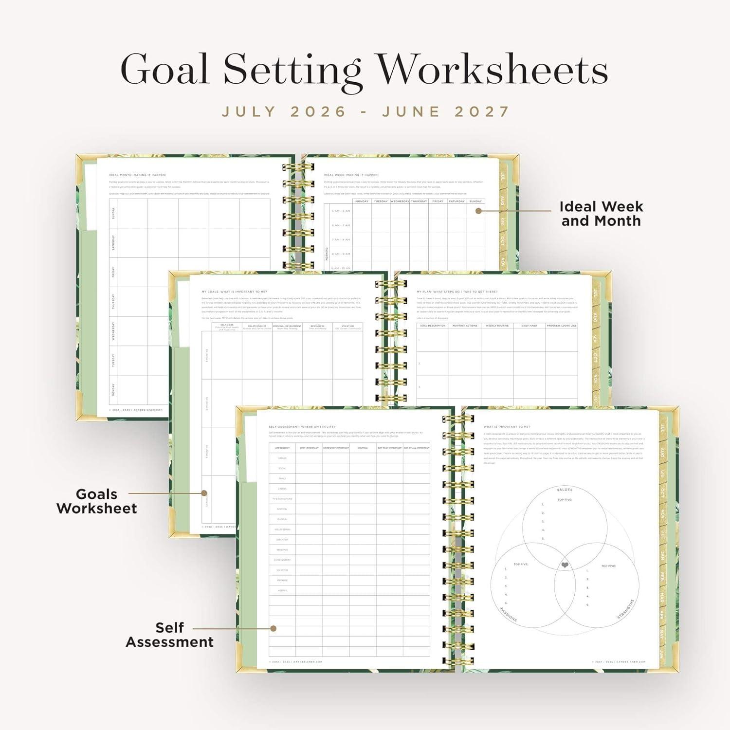 image:imageDay Designer 20262027 Daily Academic Year Planner Calendar July 2026 June 2027 74 x 95 Glossy Laminated Cover Wirebound Laminated Tabs Storage Pocket Includes Stickers amp SnapIn Ruler St BartsSt Barts 202627