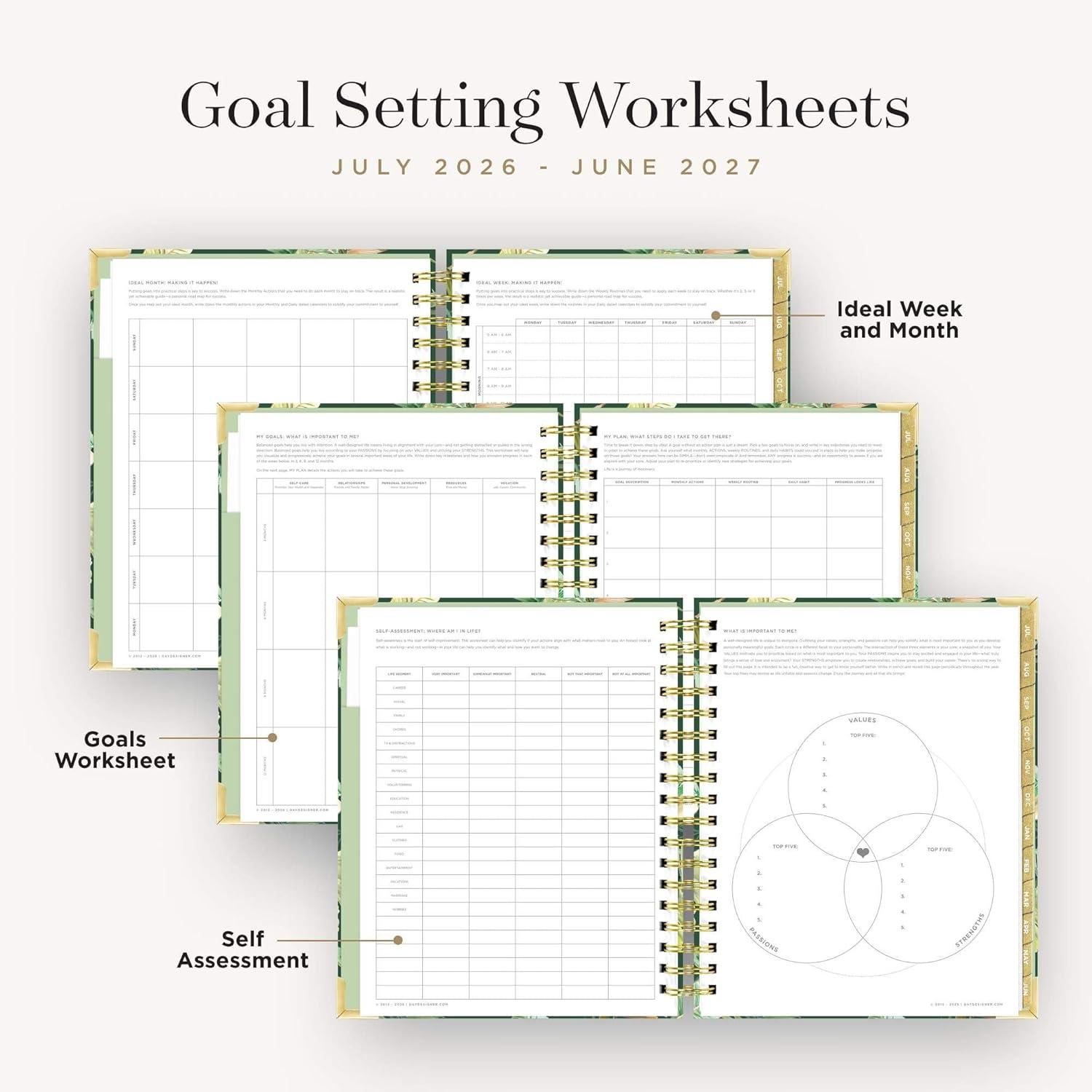 image:imageDay Designer 20262027 Daily Academic Year Planner Calendar July 2026 June 2027 74 x 95 Glossy Laminated Cover Wirebound Laminated Tabs Storage Pocket Includes Stickers amp SnapIn Ruler St BartsSt Barts 202627