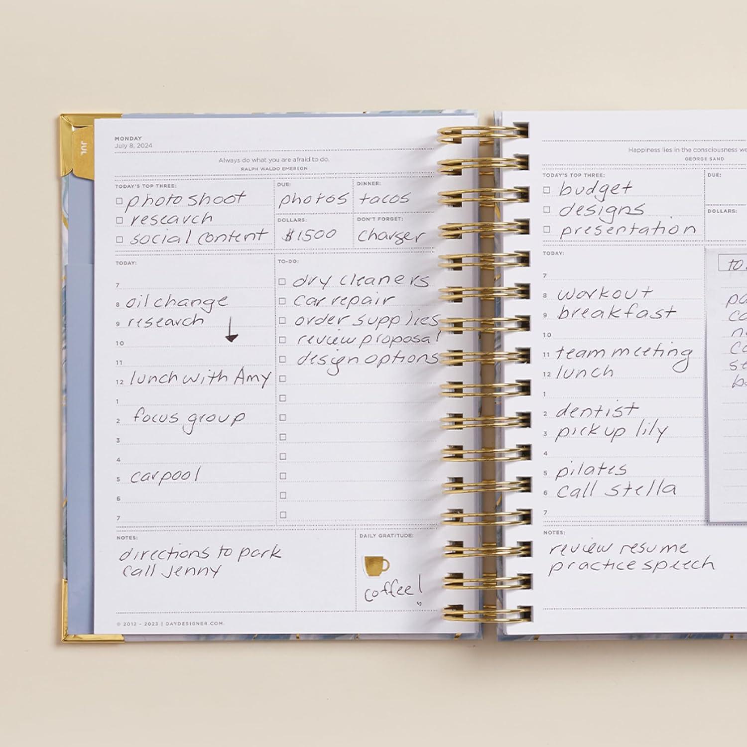 image:imageDay Designer 20262027 Daily Academic Year Planner Calendar July 2026 June 2027 74 x 95 Glossy Laminated Cover Wirebound Laminated Tabs Storage Pocket Includes Stickers amp SnapIn Ruler AzureAzure 20252026