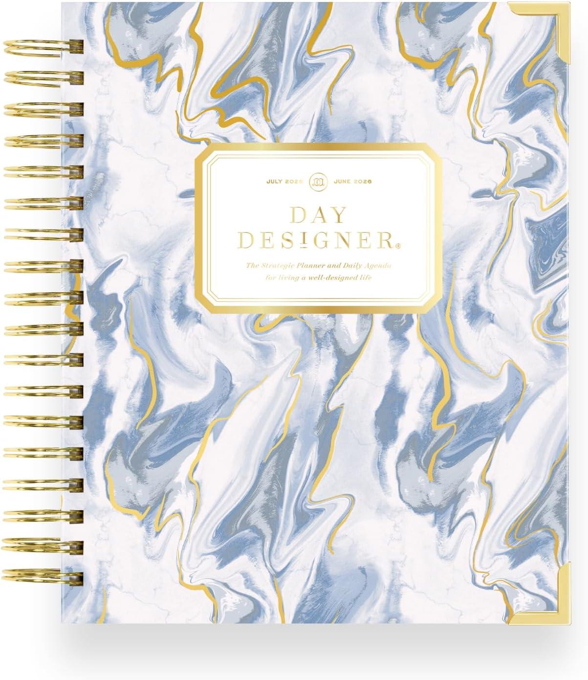 image:imageDay Designer 20262027 Daily Academic Year Planner Calendar July 2026 June 2027 74 x 95 Glossy Laminated Cover Wirebound Laminated Tabs Storage Pocket Includes Stickers amp SnapIn Ruler AzureAzure 20252026