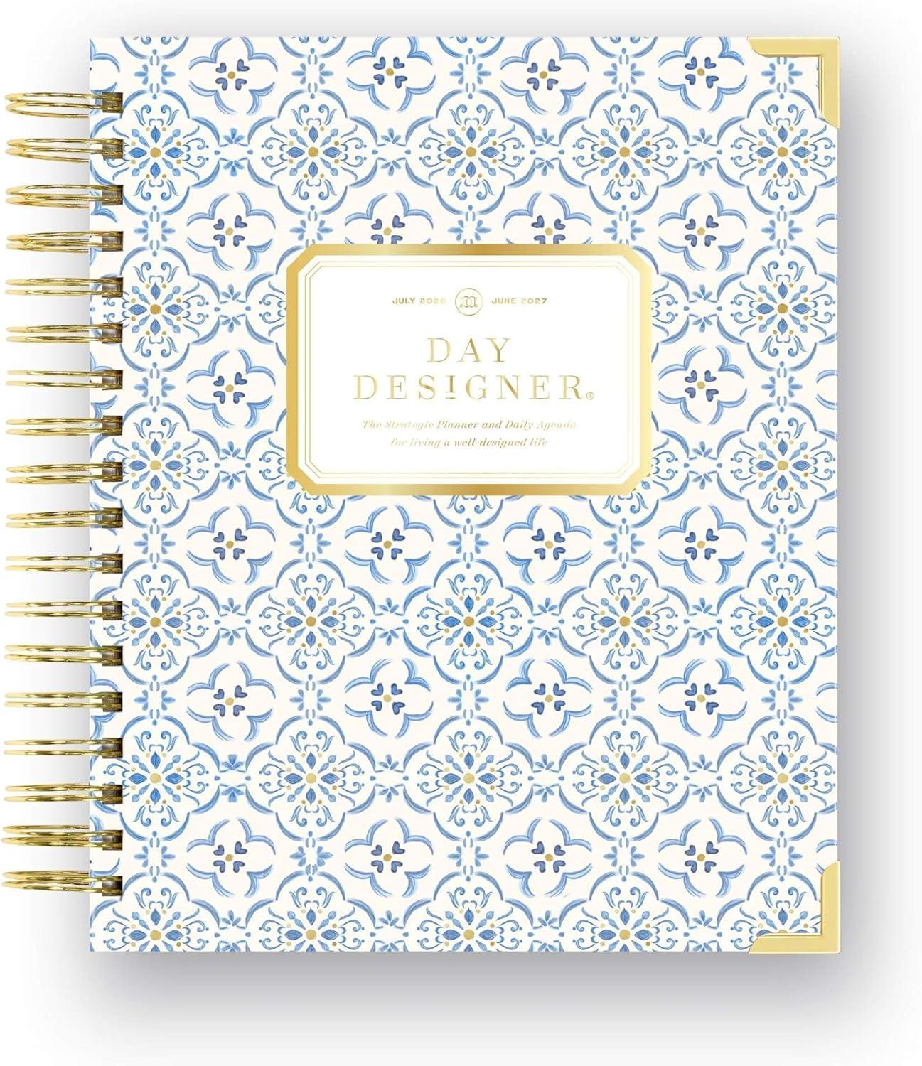 image:imageDay Designer 20262027 Daily Academic Year Planner Calendar July 2026 June 2027 74 x 95 Glossy Laminated Cover Wirebound Laminated Tabs Storage Pocket Includes Stickers amp SnapIn Ruler Casa BellaCasa Bella 202627