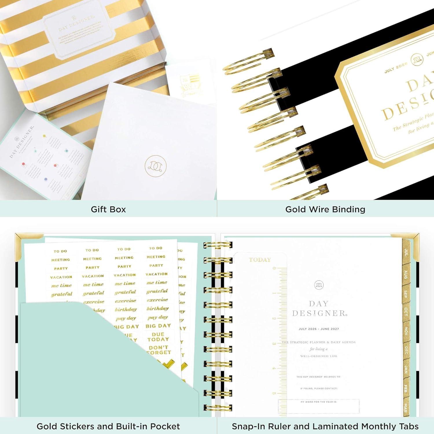 image:imageDay Designer 20262027 Mini Daily Academic Year Planner 6 x 8125 Black StripeBlack Stripe 202627
