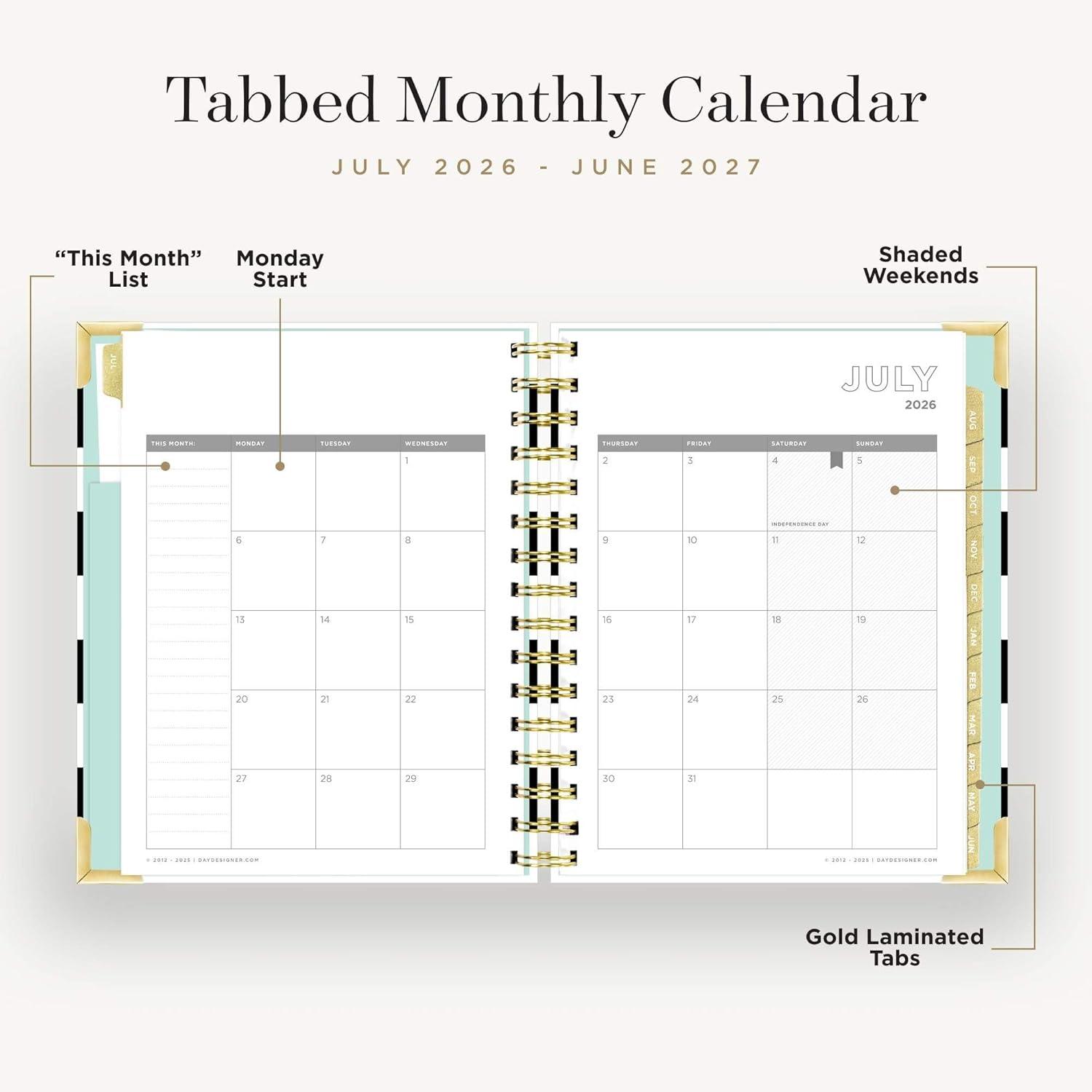 image:imageDay Designer 20262027 Mini Daily Academic Year Planner 6 x 8125 Black StripeBlack Stripe 202627