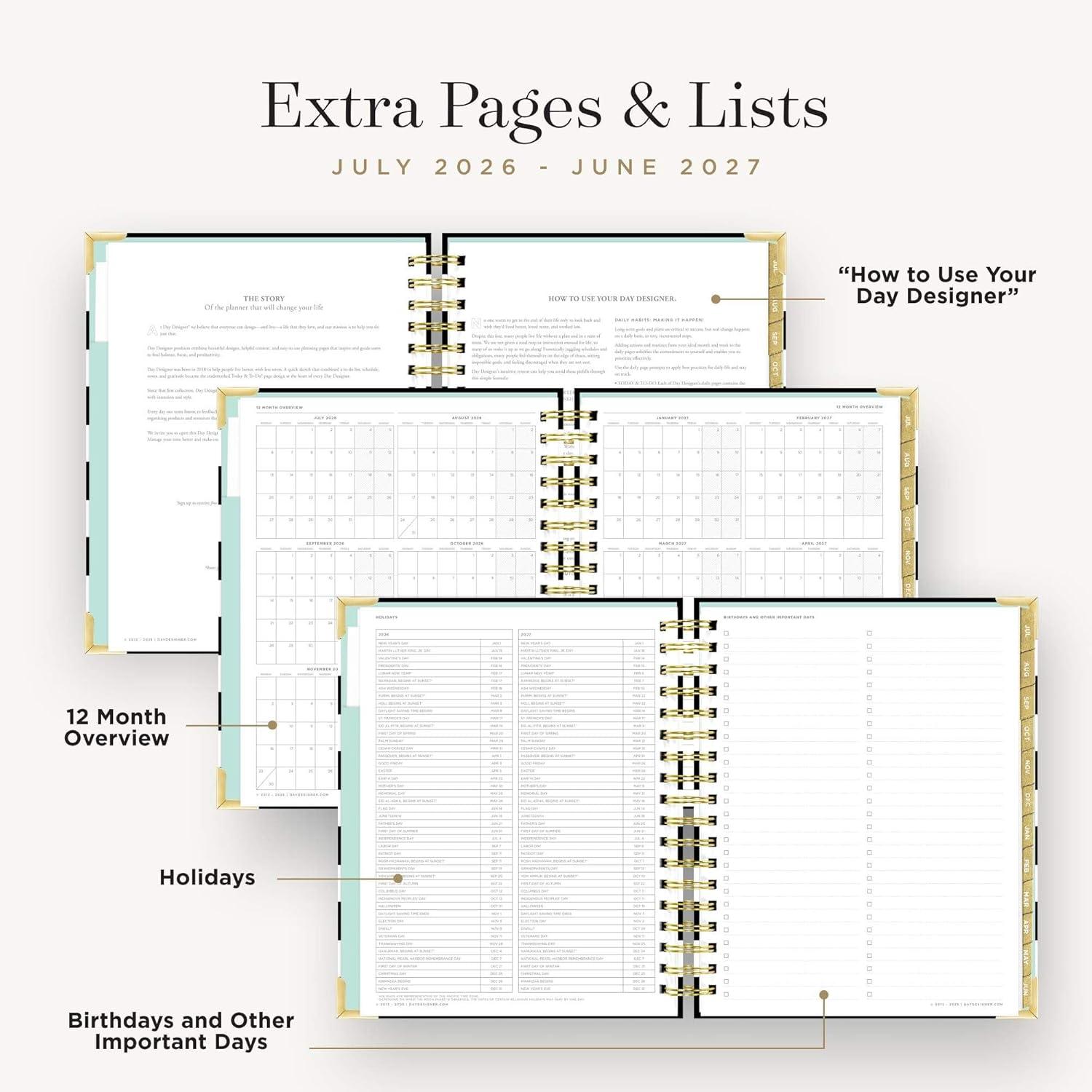 image:imageDay Designer 20262027 Mini Daily Academic Year Planner 6 x 8125 Black StripeBlack Stripe 202627
