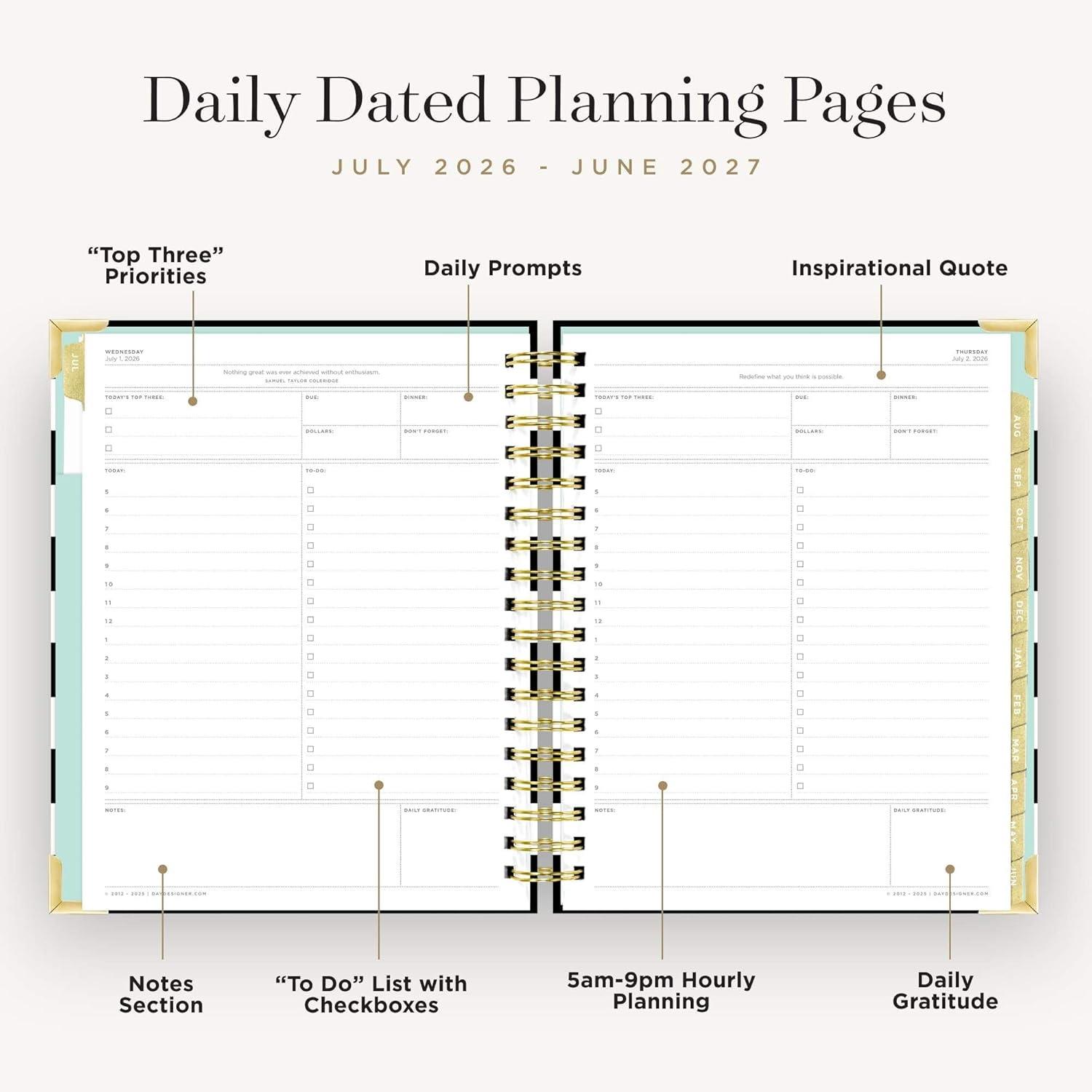 image:imageDay Designer 20262027 Mini Daily Academic Year Planner 6 x 8125 Black StripeBlack Stripe 202627