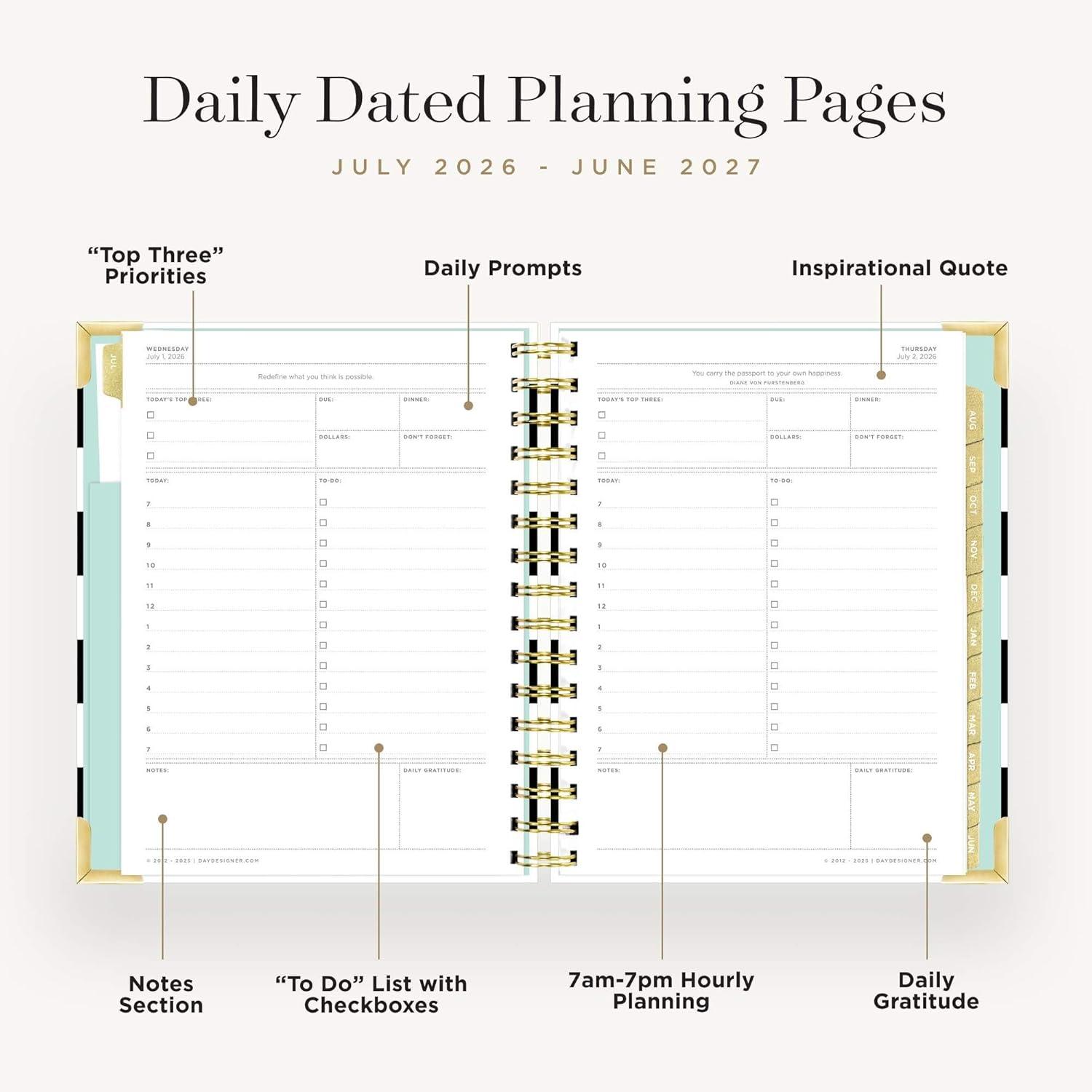 image:imageDay Designer 20262027 Mini Daily Academic Year Planner 6 x 8125 Black StripeBlack Stripe 202627
