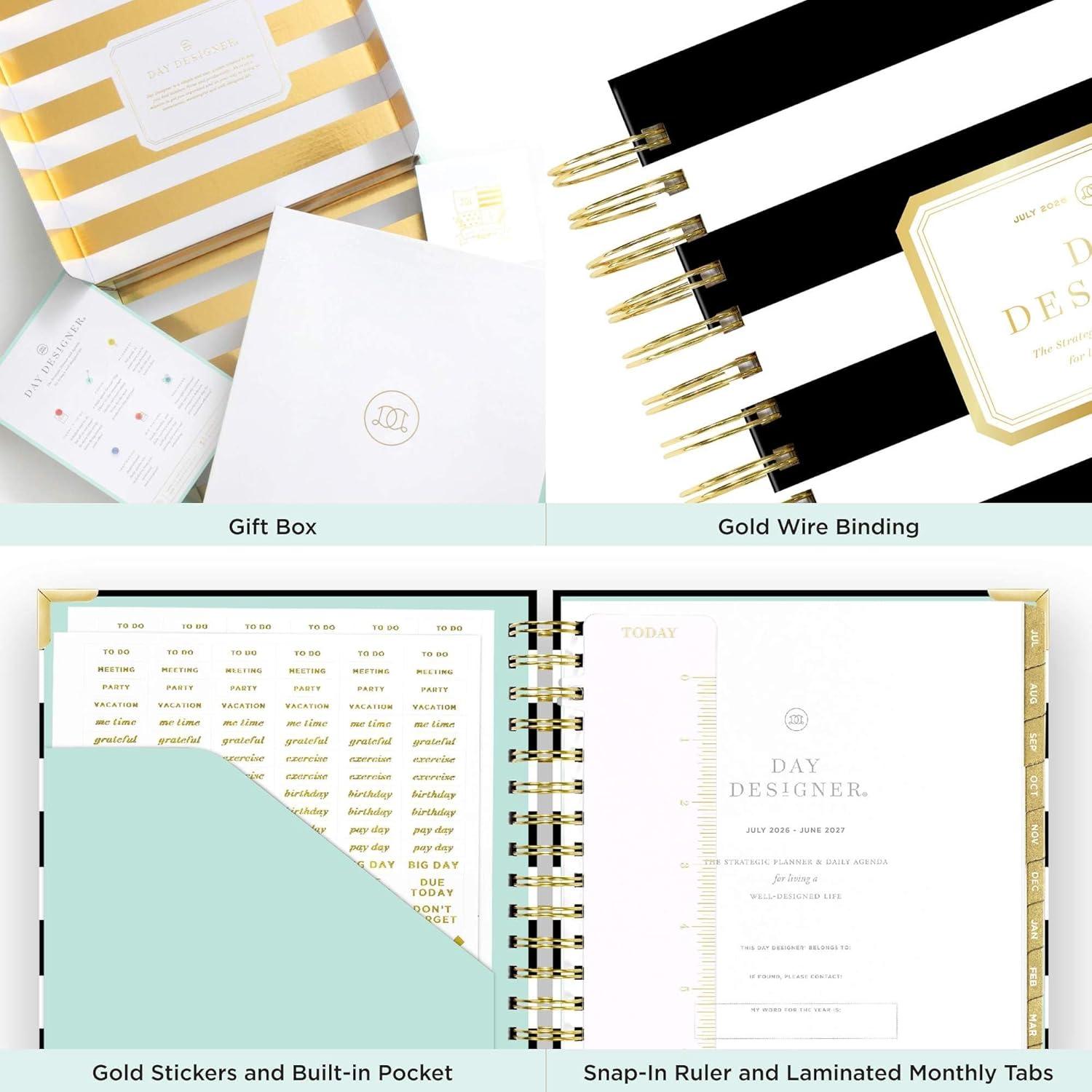 image:imageDay Designer 20262027 Mini Daily Academic Year Planner 6 x 8125 Black StripeBlack Stripe 202627